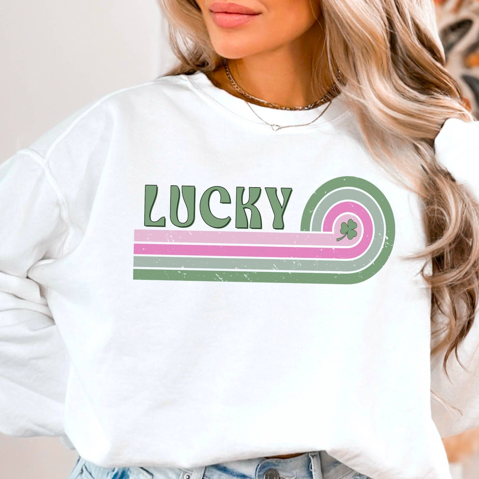 Lucky St. Patricks Day Graphic Crewneck - Adult & Kids T-Shirts, Sweatshirts & Hoodies apparel design preview 1