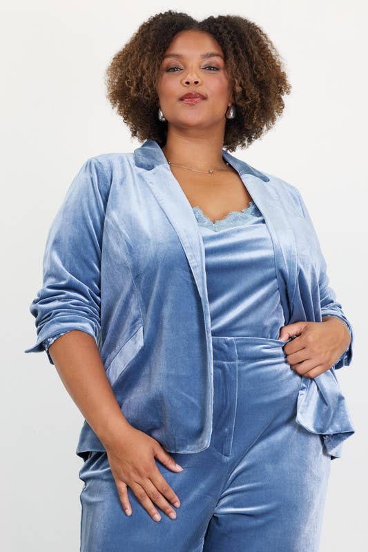 Plus Size Velvet Blazer with Bunched Sleeves - Adult & Kids T-Shirts, Sweatshirts & Hoodies apparel design preview 1