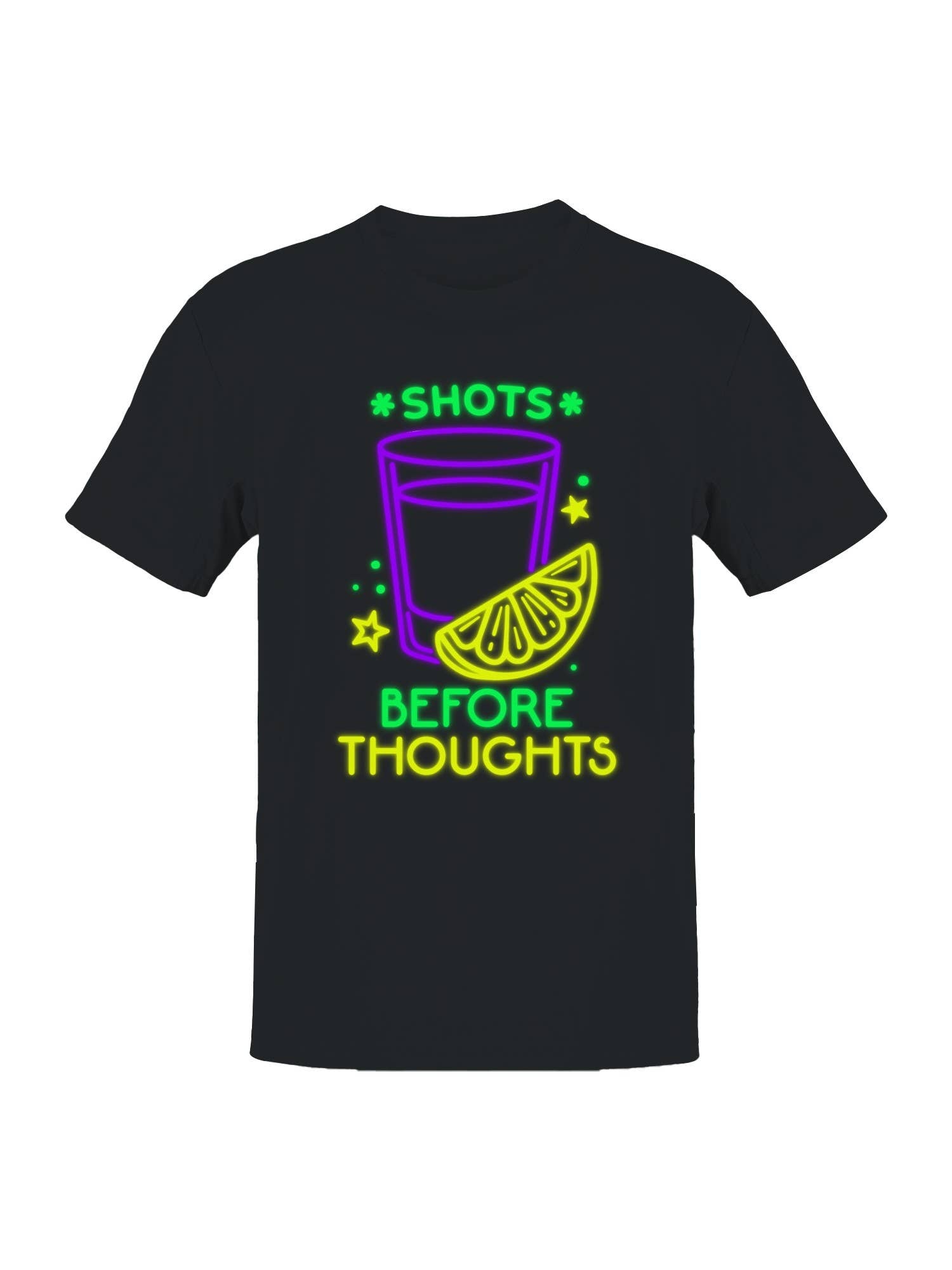 Shots Before Thoughts Neon Art Men's - Adult & Kids T-Shirts, Sweatshirts & Hoodies apparel design preview 1