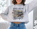 Books Are My Therapy Cute Book Canvas Gray - Adult & Kids T-Shirts, Sweatshirts & Hoodies apparel design preview 1