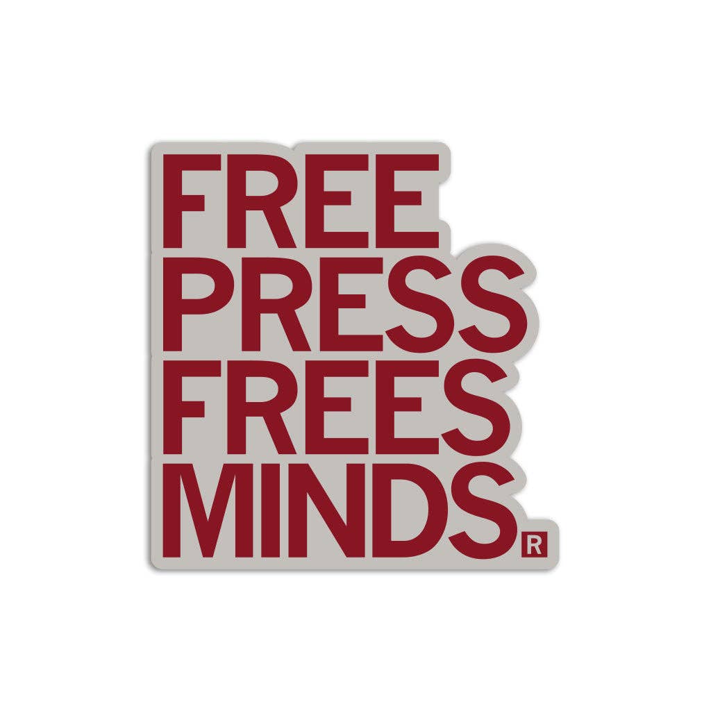 Free Press Frees Minds Die-Cut Sticker - Adult & Kids T-Shirts, Sweatshirts & Hoodies apparel design preview 1