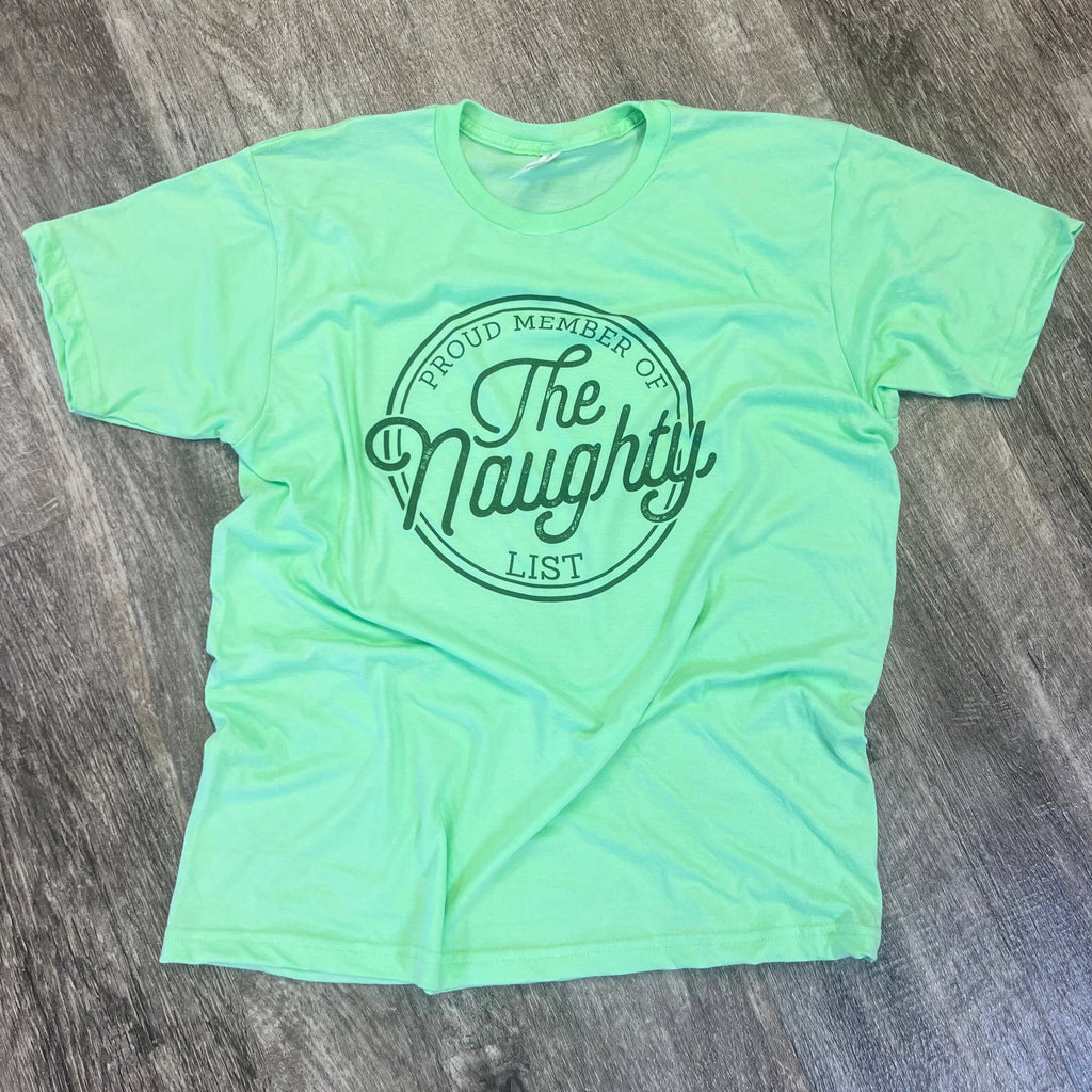 Proud Member of the Naughty List On Mint Green - Adult & Kids T-Shirts, Sweatshirts & Hoodies apparel design preview 1