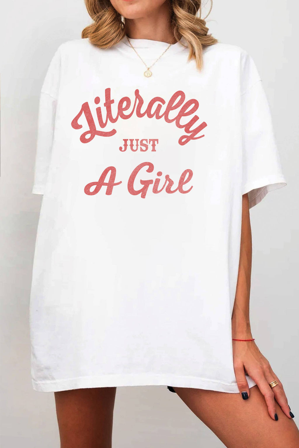 Literally Just A Girl Oversize Graphic - Adult & Kids T-Shirts, Sweatshirts & Hoodies apparel design preview 1
