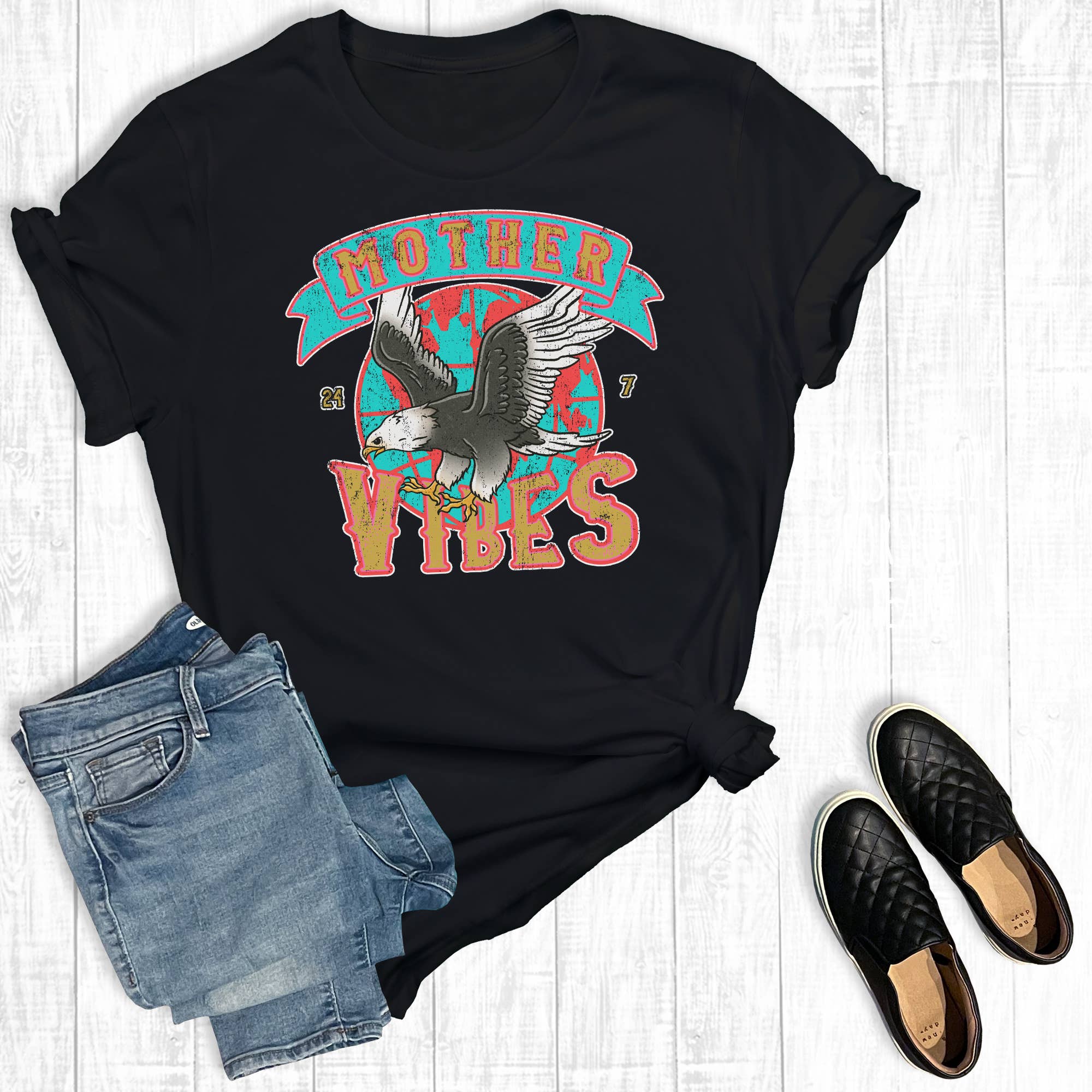 Mother Vibes Eagle Graphic - Adult & Kids T-Shirts, Sweatshirts & Hoodies apparel design preview 1
