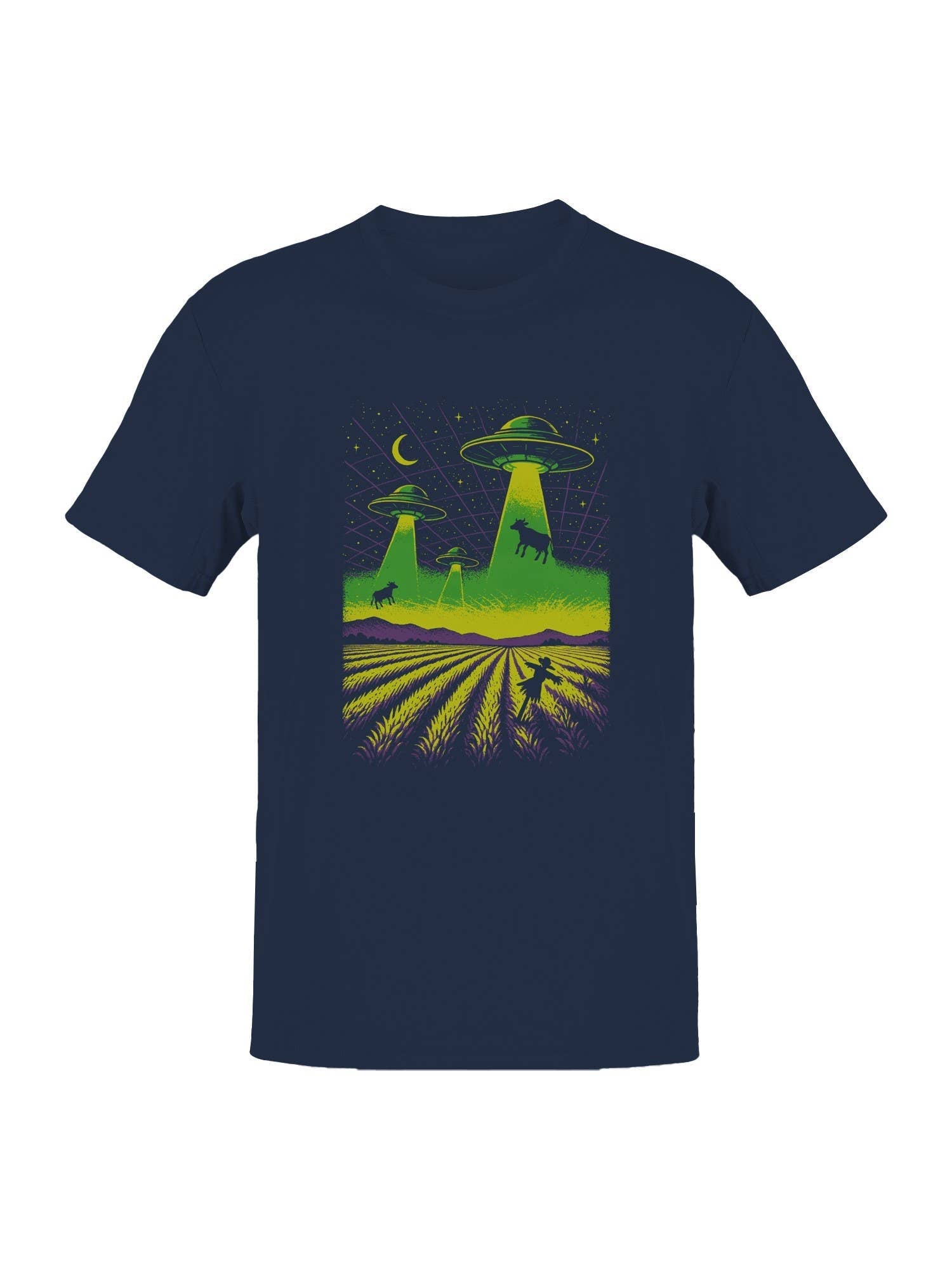 Alien Cow Abduction Fields Men's - Adult & Kids T-Shirts, Sweatshirts & Hoodies apparel design preview 1