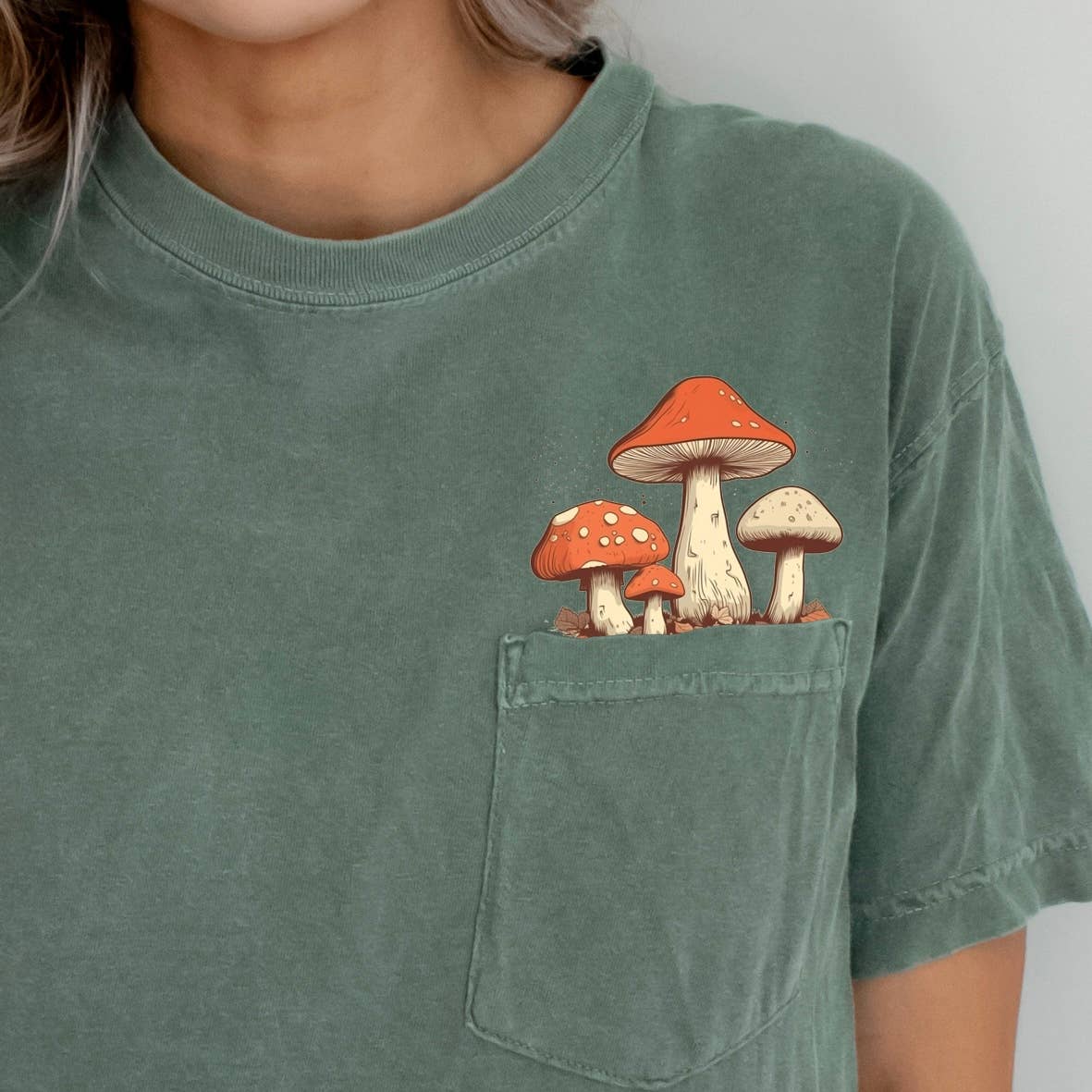 Forest Fungi Green Pocket Nature Lover's - Adult & Kids T-Shirts, Sweatshirts & Hoodies apparel design preview 1