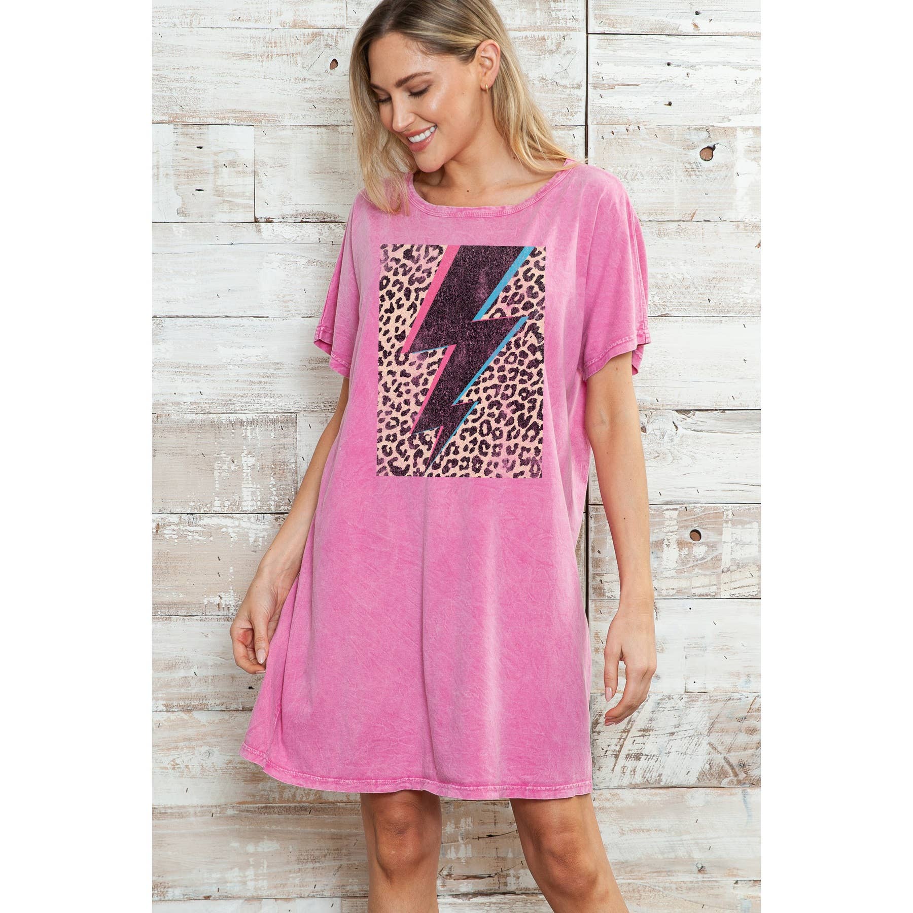 Leopard Lightning Bolt Mineral Wash Graphic Dres - Adult & Kids T-Shirts, Sweatshirts & Hoodies apparel design preview 1
