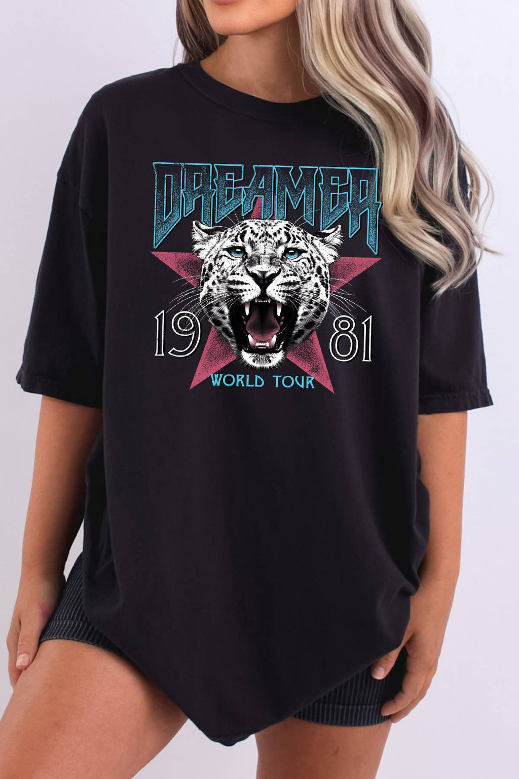 Women Cheetah Graphic Print Oversize Loose Fit Top - Adult & Kids T-Shirts, Sweatshirts & Hoodies apparel design preview 1