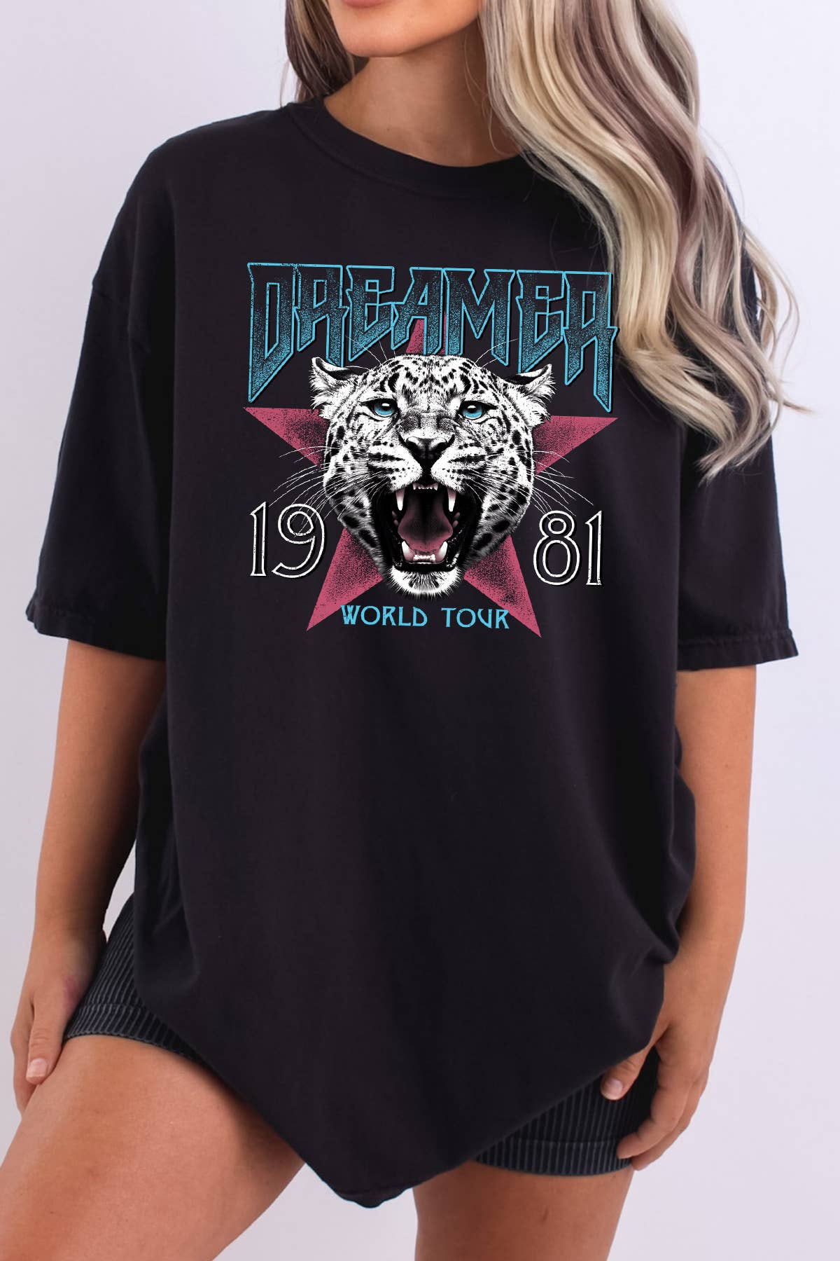 Women Cheetah Graphic Print Oversize Loose Fit Top - Adult & Kids T-Shirts, Sweatshirts & Hoodies apparel design preview 1