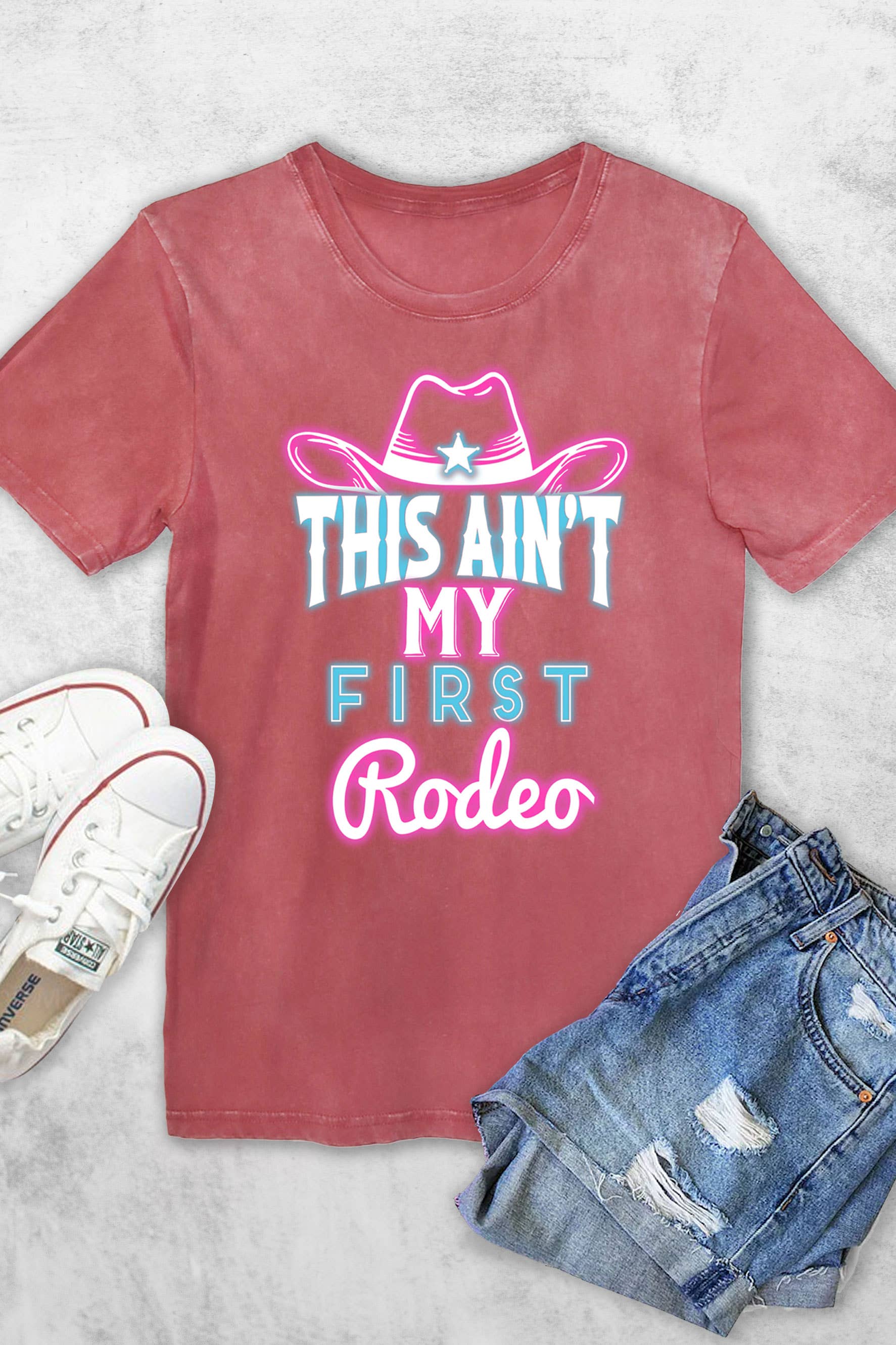Neon My First Rodeo Women's Vintage Graphic - Adult & Kids T-Shirts, Sweatshirts & Hoodies apparel design preview 1