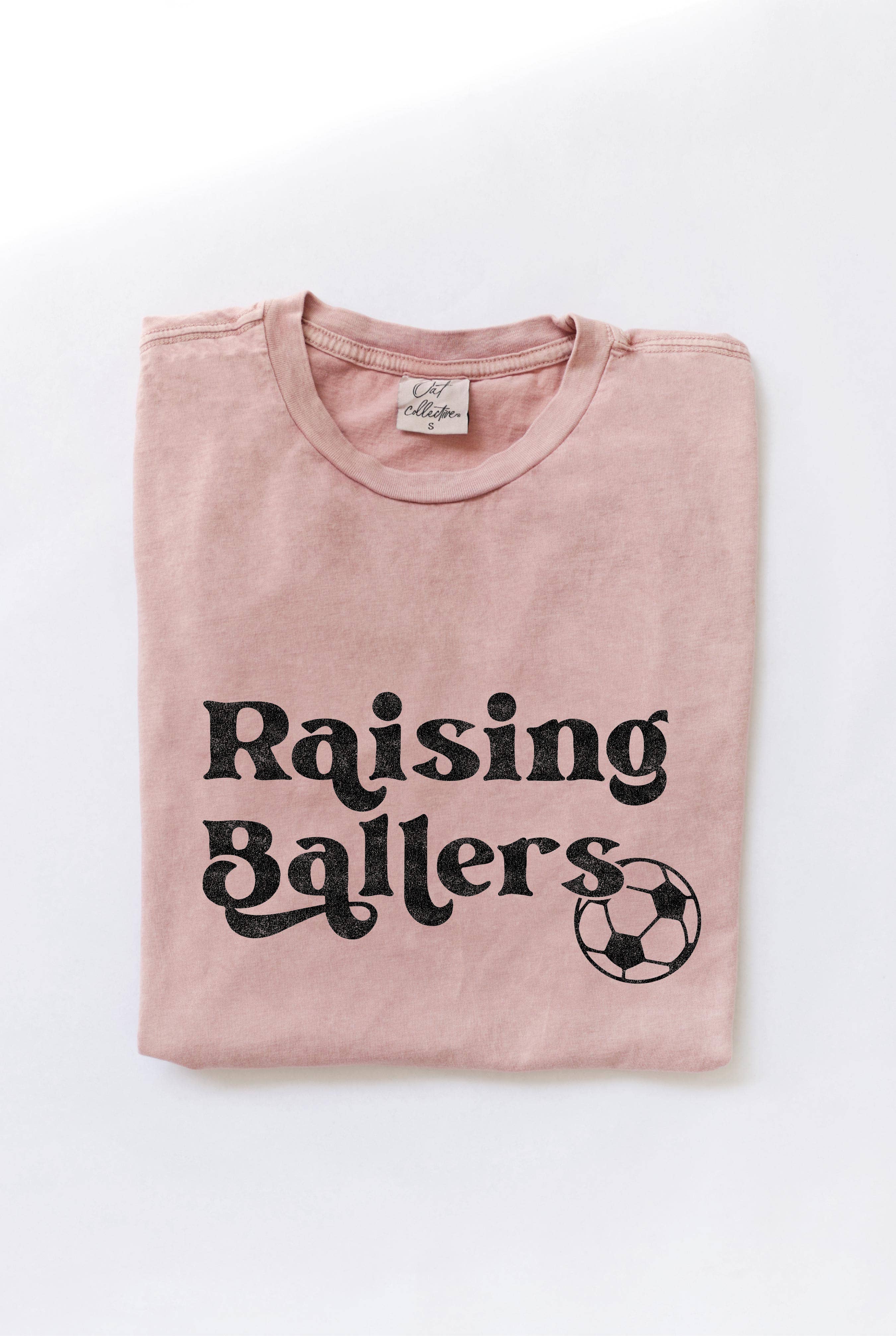 Raising Ballers Soccer Mineral Washed Graphic Top - Adult & Kids T-Shirts, Sweatshirts & Hoodies apparel design preview 1