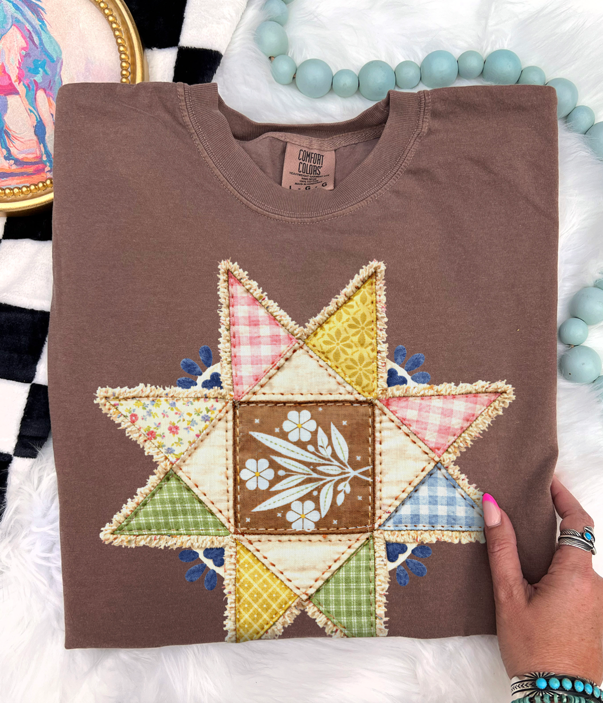 Vintage Quilted Star Multiple Options - Adult & Kids T-Shirts, Sweatshirts & Hoodies apparel design preview 1