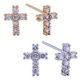 14K Gld Dipped Cz Pave Cross Post Earrings - Adult & Kids T-Shirts, Sweatshirts & Hoodies apparel design preview 1
