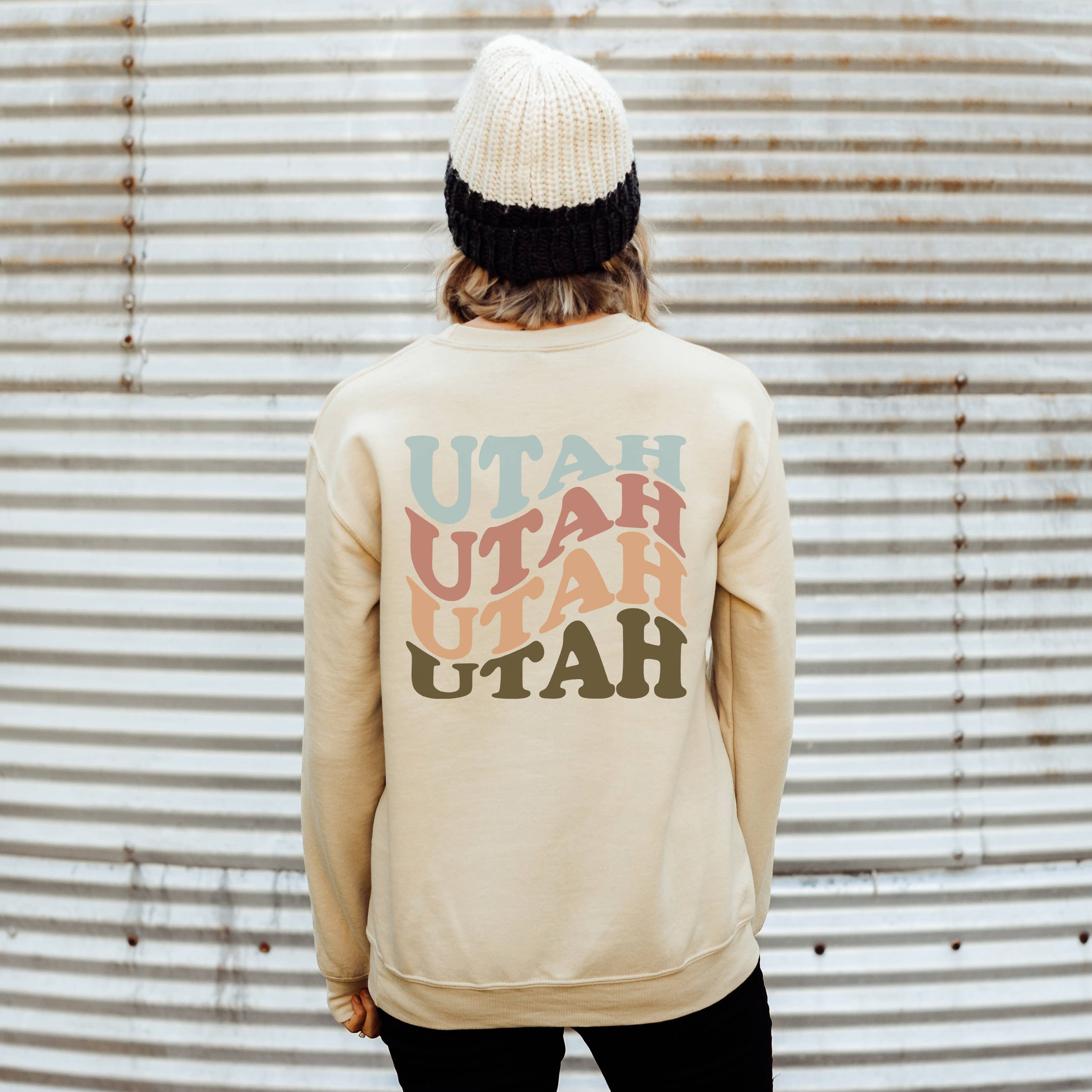 Utah Wavy Crewneck Sizes S-2XL - Adult & Kids T-Shirts, Sweatshirts & Hoodies apparel design preview 1