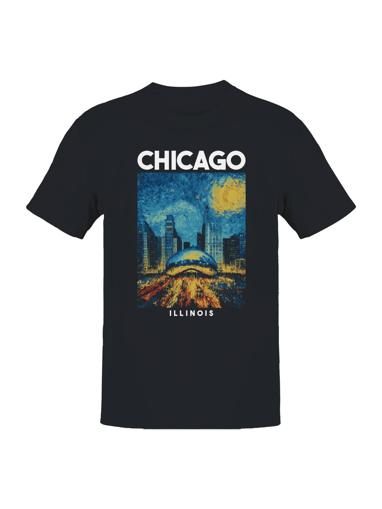 Chicago Starry Skyline Art Men's - Adult & Kids T-Shirts, Sweatshirts & Hoodies apparel design preview 1