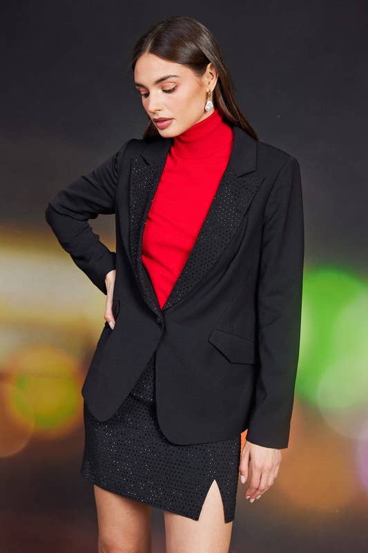 Rhinestone Collar Single-Breasted Blazer - Adult & Kids T-Shirts, Sweatshirts & Hoodies apparel design preview 1