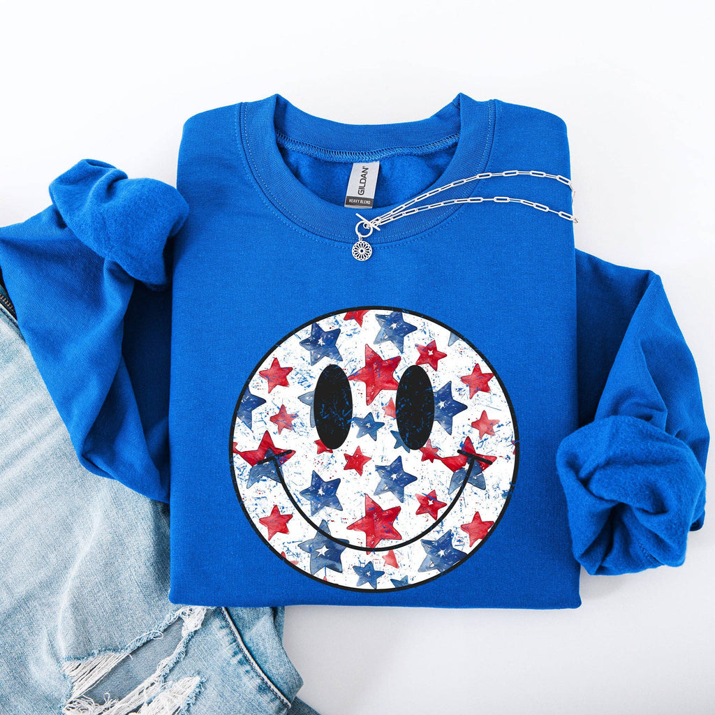 Retro Smiley Patriotic, America USA, 4th of July - Adult & Kids T-Shirts, Sweatshirts & Hoodies apparel design preview 1