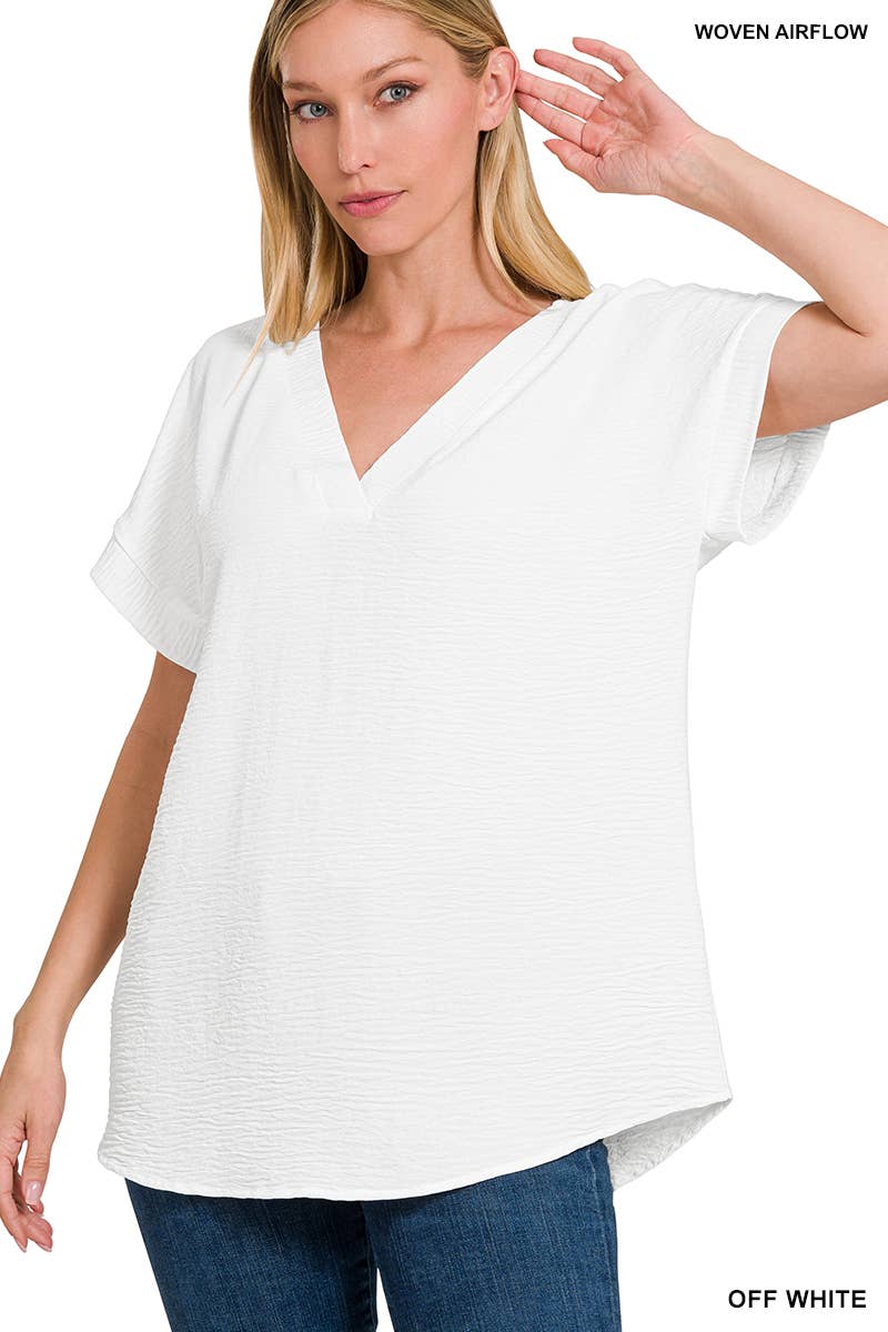 ..SI-24080 Woven Airflow V-Neck Hi-Low Hem Top - Adult & Kids T-Shirts, Sweatshirts & Hoodies apparel design preview 1