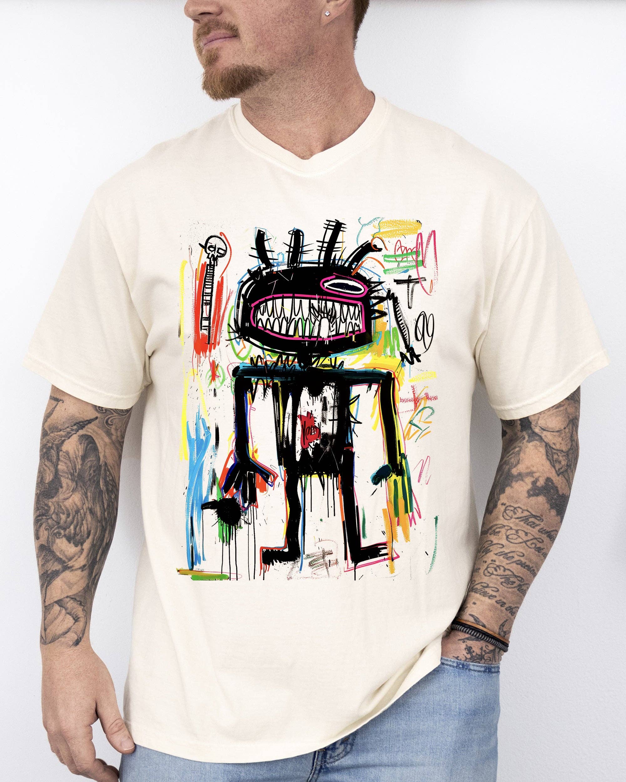 Robot Zombie, Halloween, Graffiti, Neo Expressionist - Adult & Kids T-Shirts, Sweatshirts & Hoodies apparel design preview 1