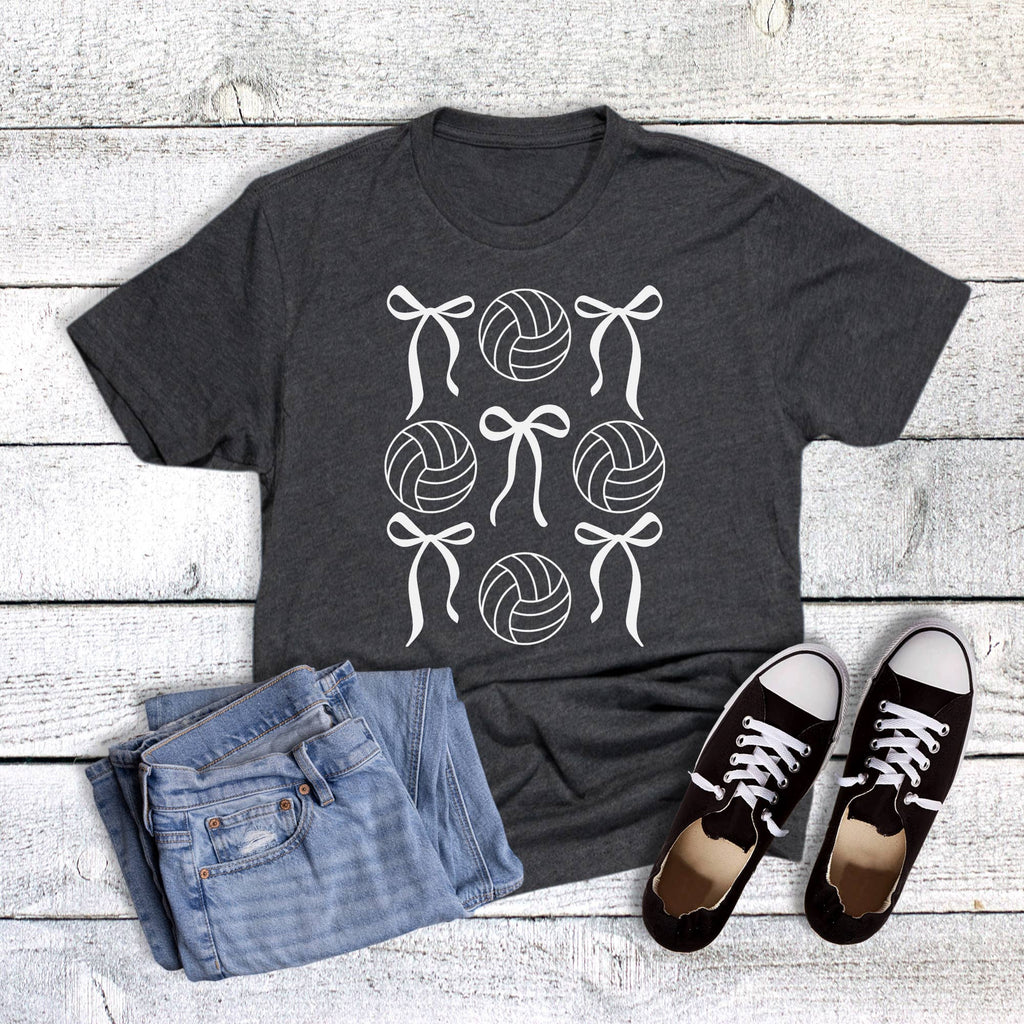 Volleyball Coquette Bows Collage Graphic - Adult & Kids T-Shirts, Sweatshirts & Hoodies apparel design preview 1