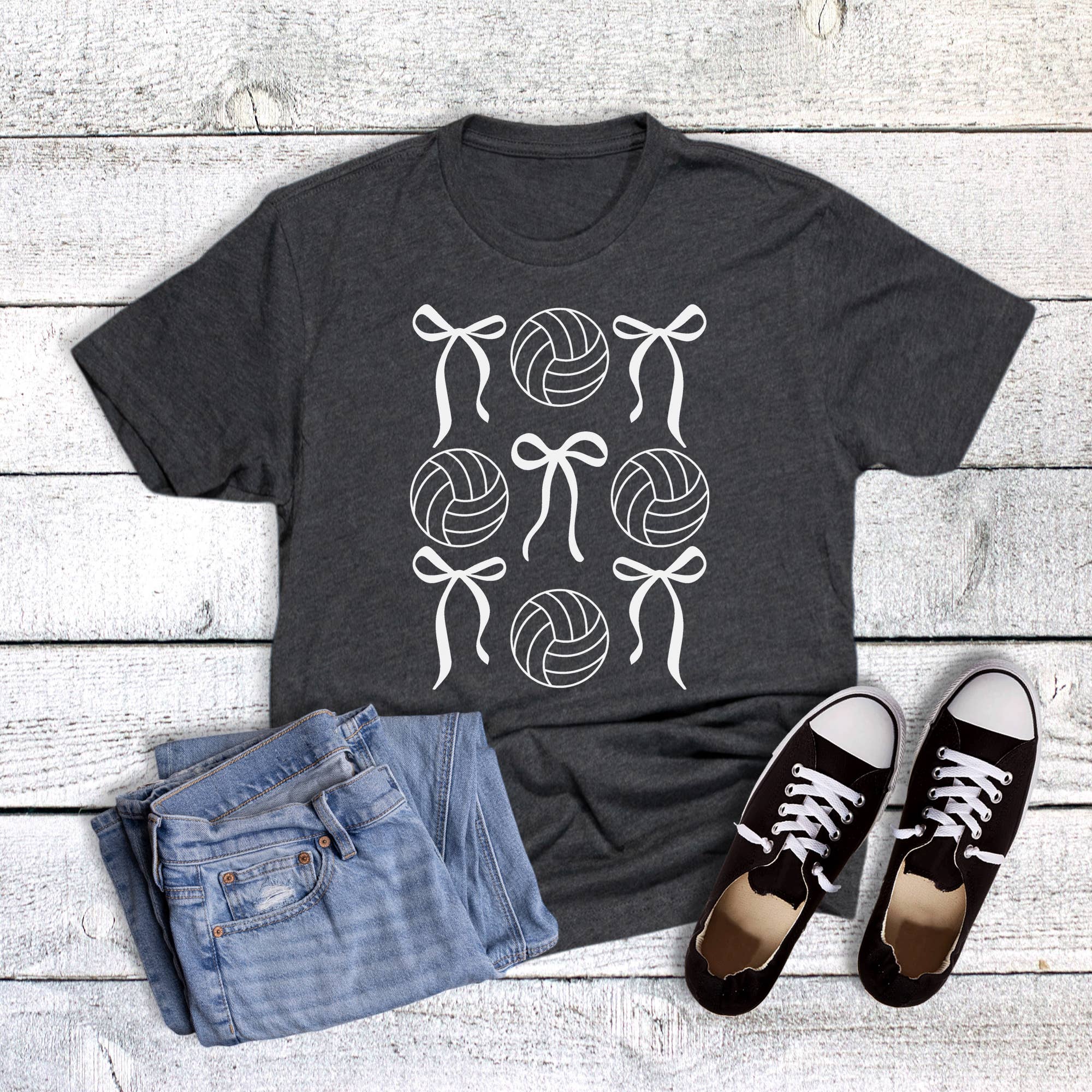 Volleyball Coquette Bows Collage Graphic - Adult & Kids T-Shirts, Sweatshirts & Hoodies apparel design preview 1