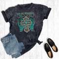 Turquoise Leopard Faith Cross Mineral Wash Graphic - Adult & Kids T-Shirts, Sweatshirts & Hoodies apparel design preview 1