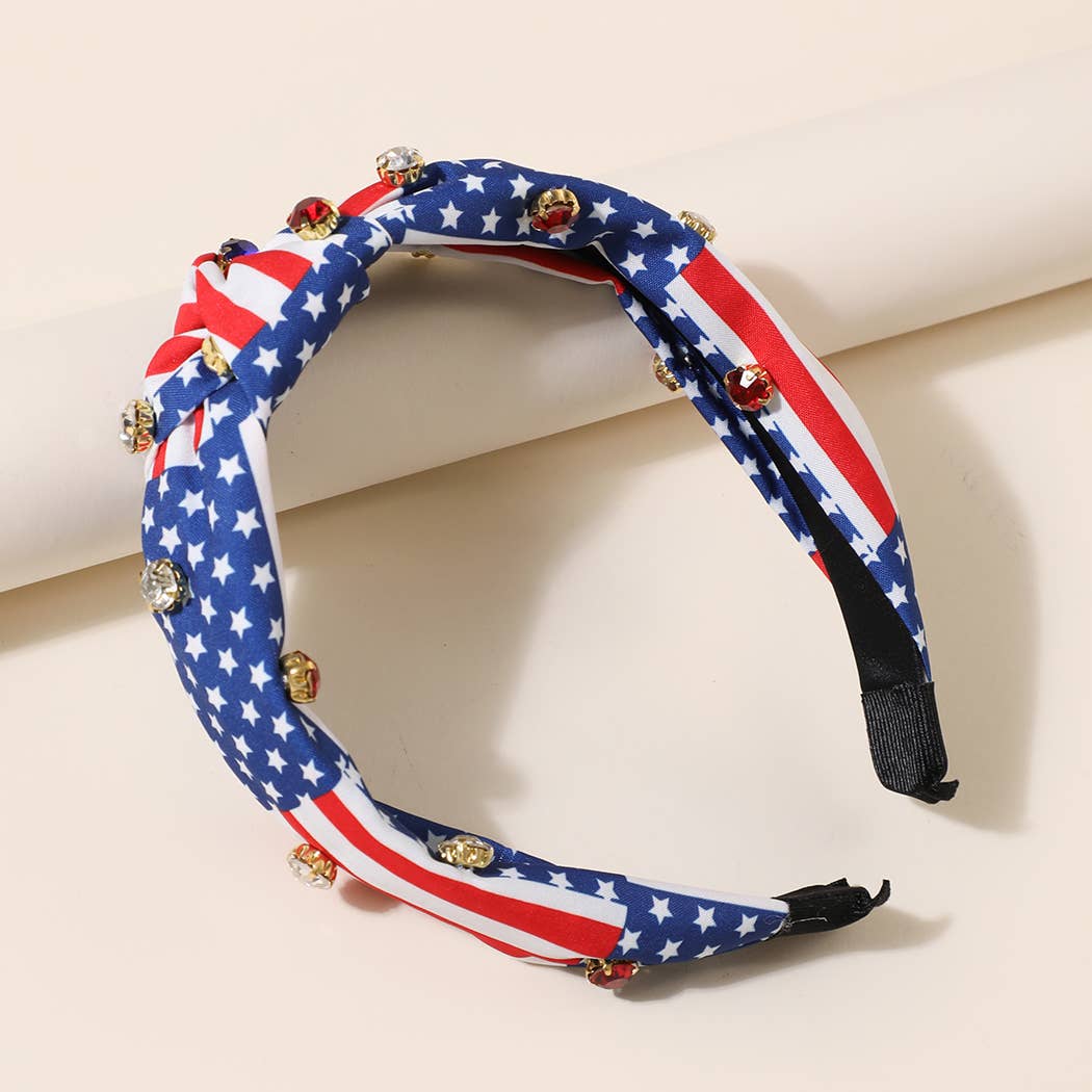USA Flag Knot Rhinestone Headband - Adult & Kids T-Shirts, Sweatshirts & Hoodies apparel design preview 1