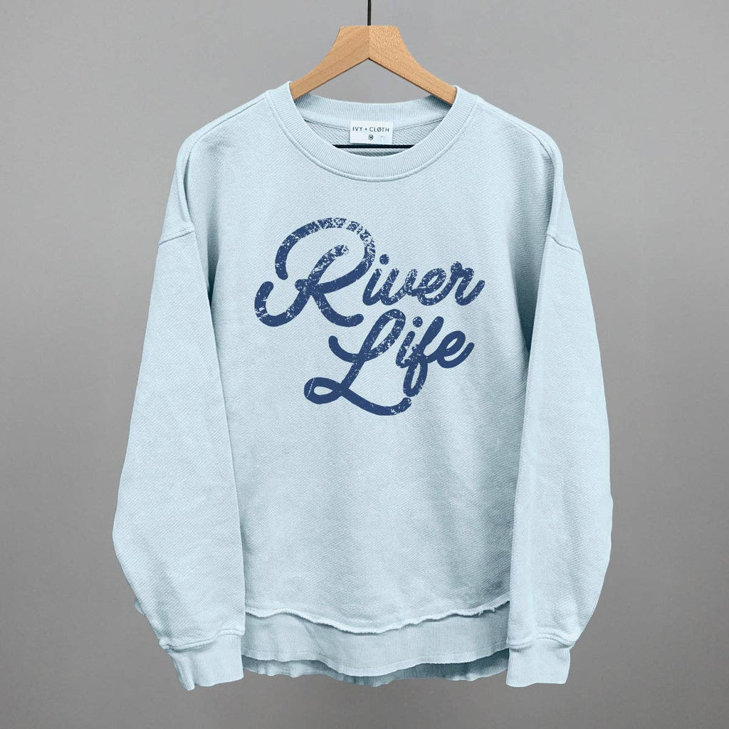 River Life (Distressed Script) - Adult & Kids T-Shirts, Sweatshirts & Hoodies apparel design preview 1