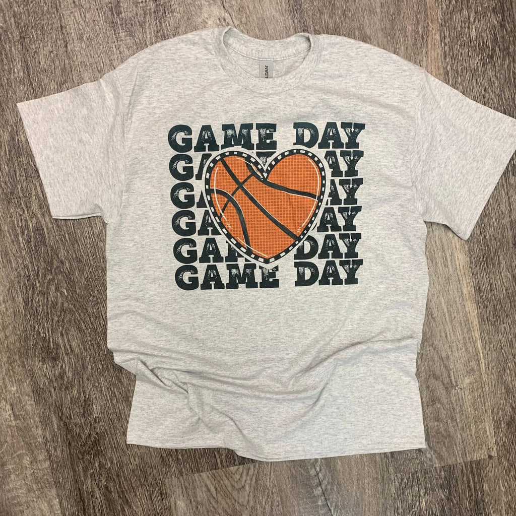 Basketball Game Day Stacked On Ash Gray - Adult & Kids T-Shirts, Sweatshirts & Hoodies apparel design preview 1