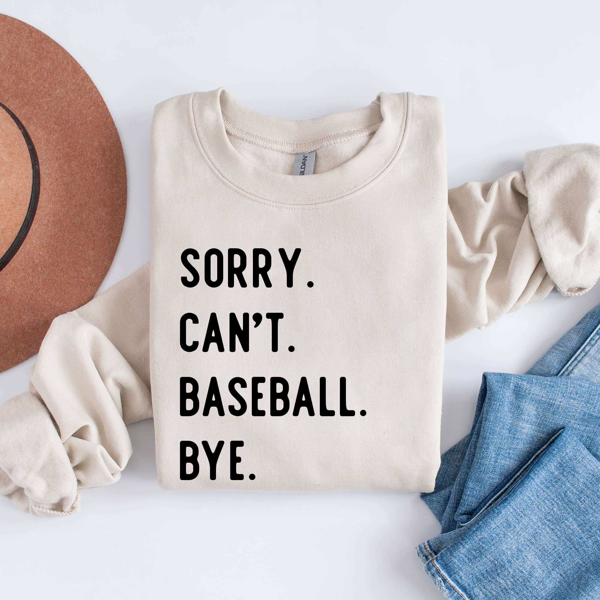 Sorry Can't Baseball Bye Crewneck - Adult & Kids T-Shirts, Sweatshirts & Hoodies apparel design preview 1