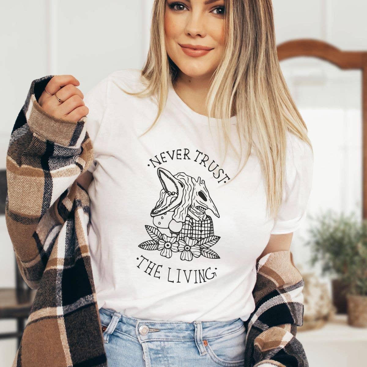 Never Trust the Living Beetlejuice Inspired - Adult & Kids T-Shirts, Sweatshirts & Hoodies apparel design preview 1