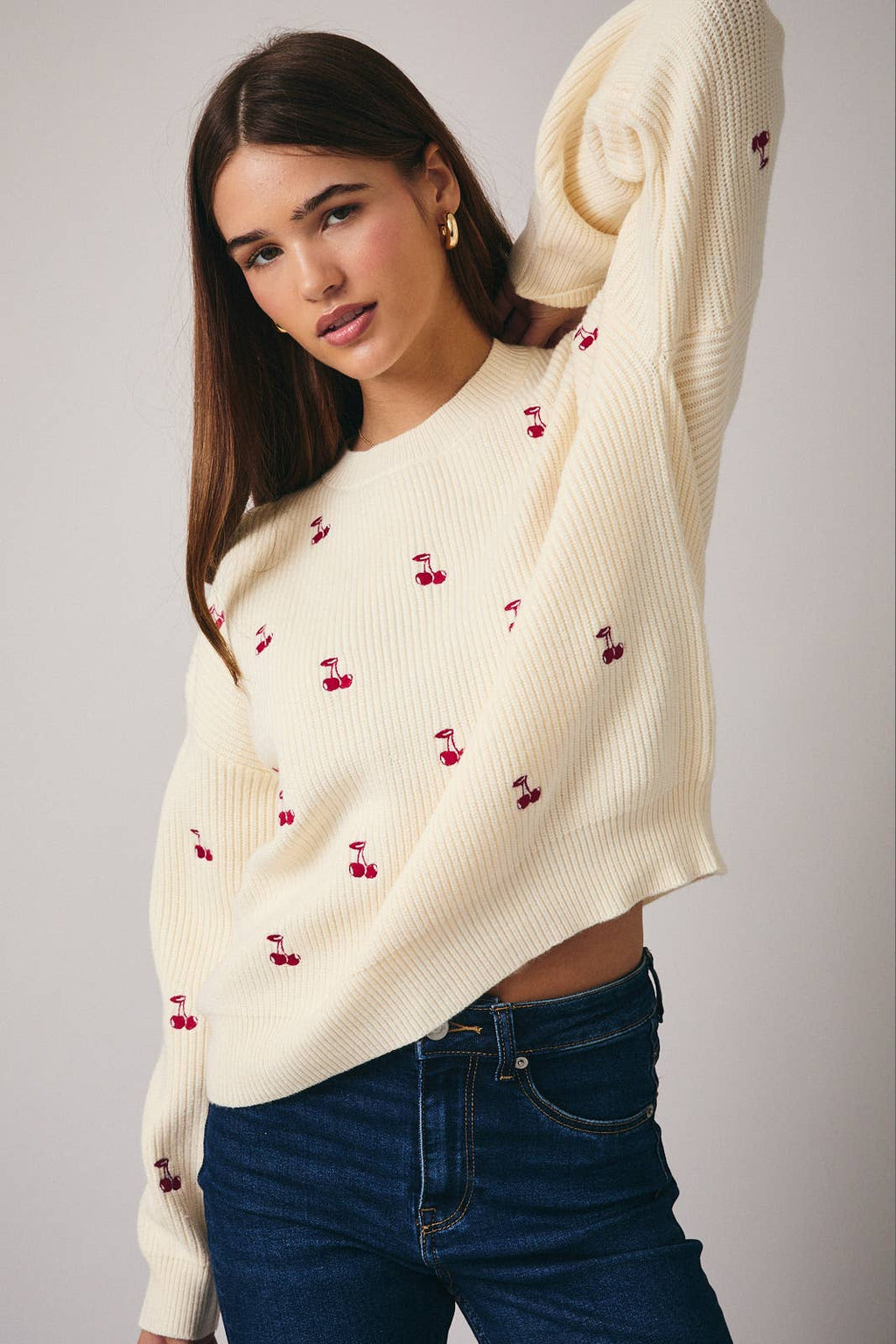 Round Neck "Cherry" Embo Sweater - Adult & Kids T-Shirts, Sweatshirts & Hoodies apparel design preview 1