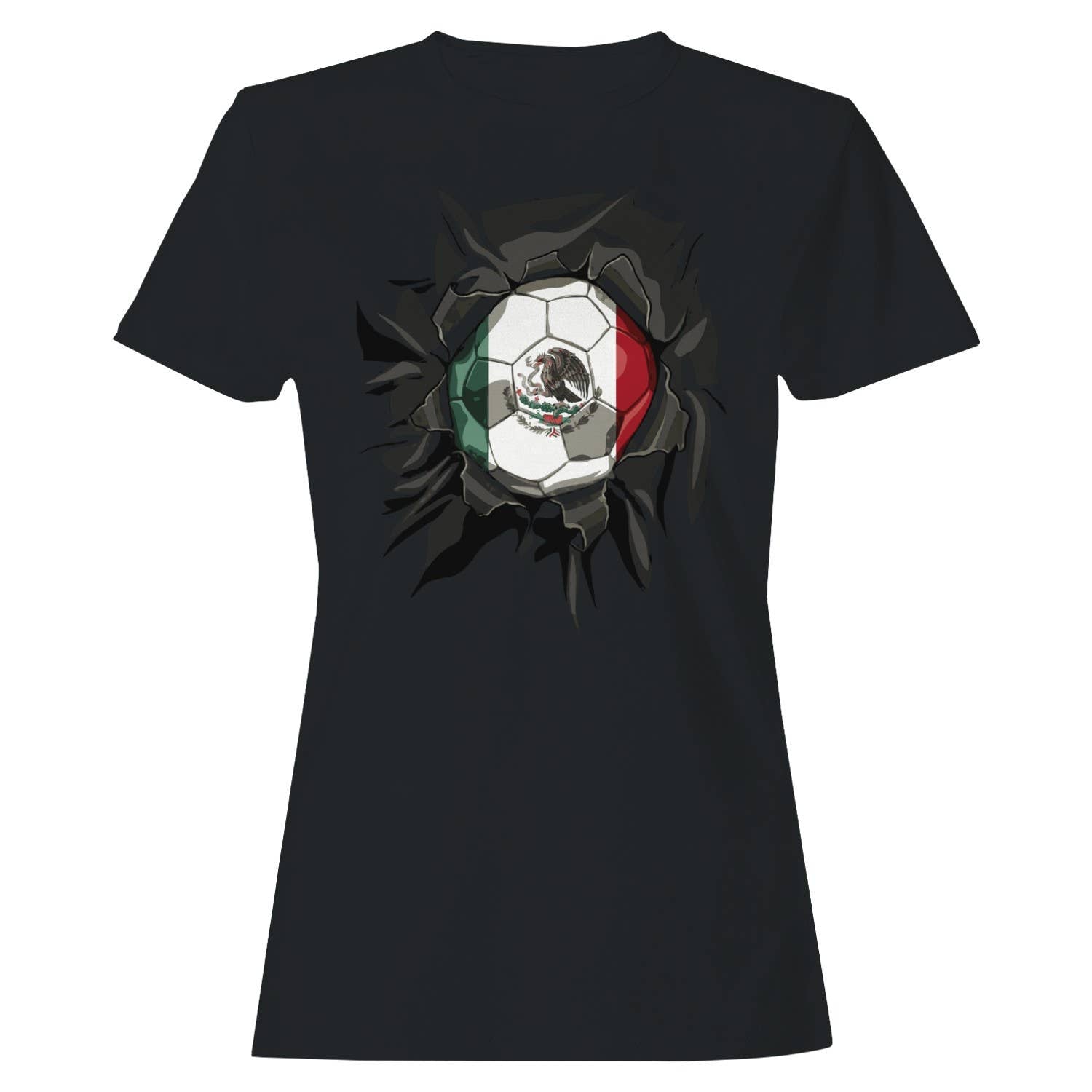 Mexico Soccer Ball Ripped Women's - Adult & Kids T-Shirts, Sweatshirts & Hoodies apparel design preview 1