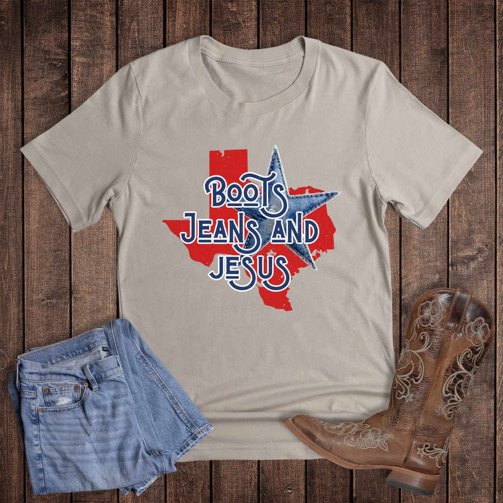 Western Boots Jeans Jesus Texas Graphic - Adult & Kids T-Shirts, Sweatshirts & Hoodies apparel design preview 1