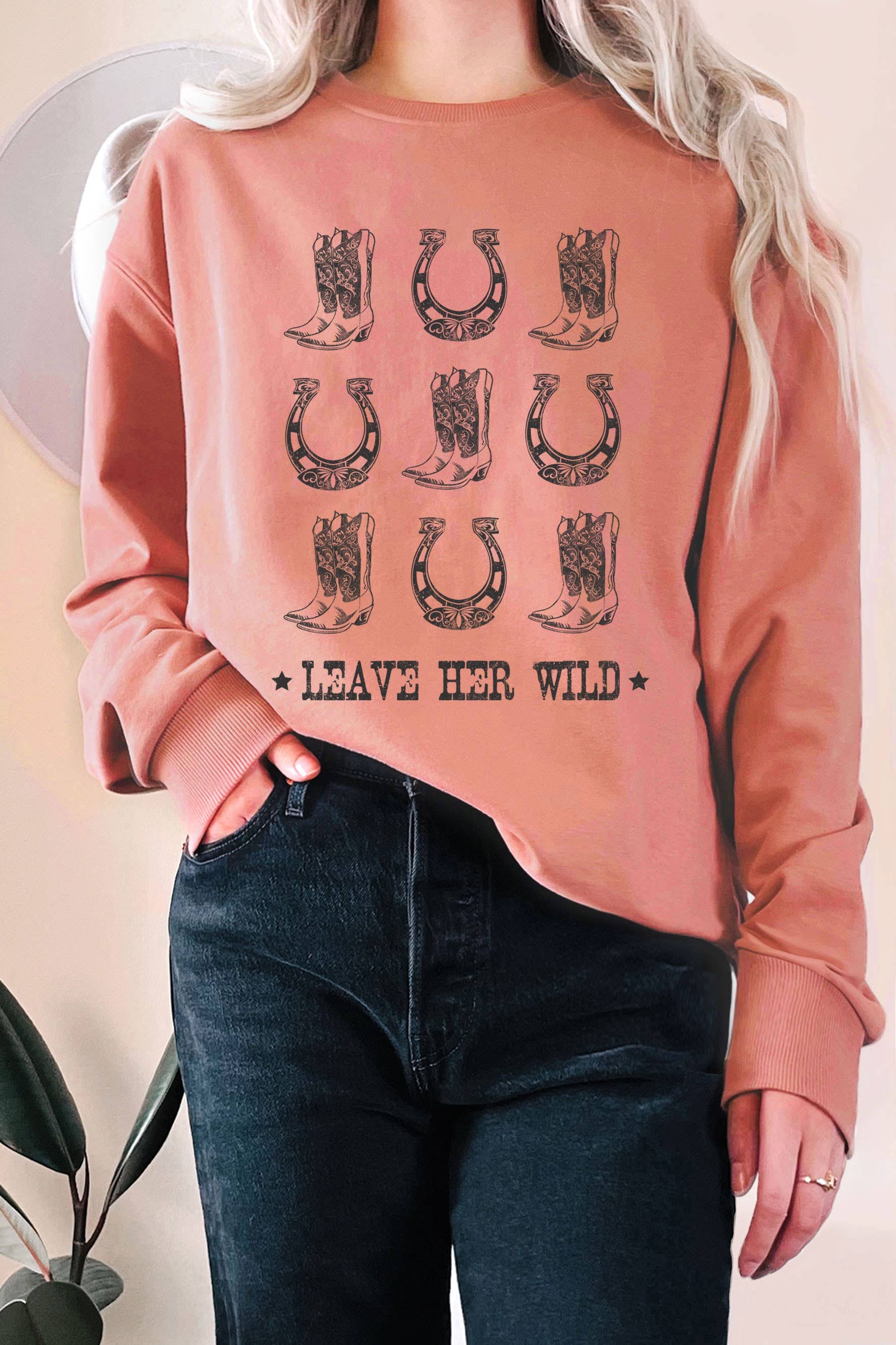 Leave Her Wild Boots and Shoe Horse Graphix Terry - Adult & Kids T-Shirts, Sweatshirts & Hoodies apparel design preview 1