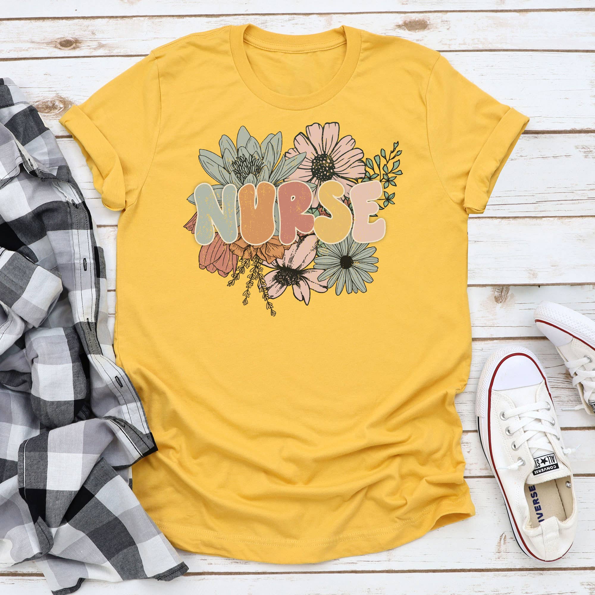 Floral Nurse - Adult & Kids T-Shirts, Sweatshirts & Hoodies apparel design preview 1