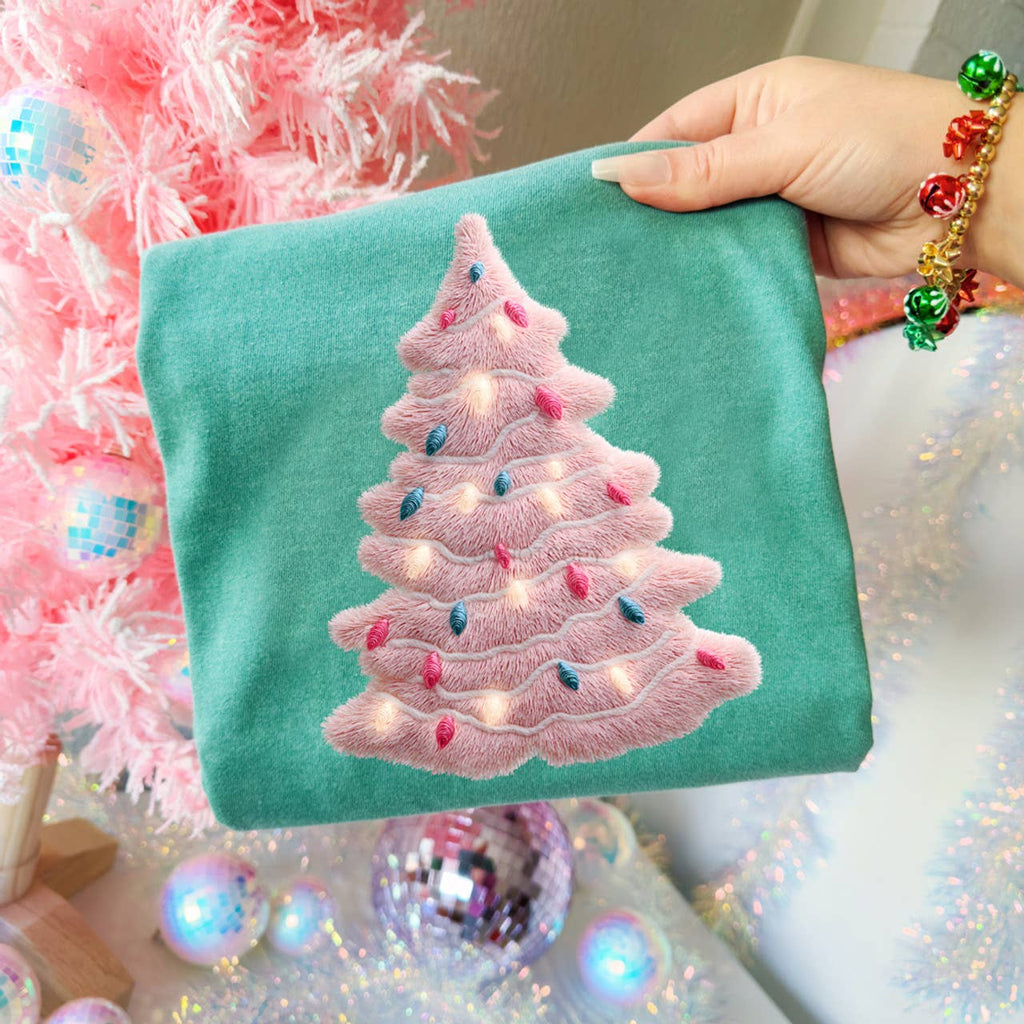 Faux Yarn Pink Preppy Christmas Tree - Adult & Kids T-Shirts, Sweatshirts & Hoodies apparel design preview 1