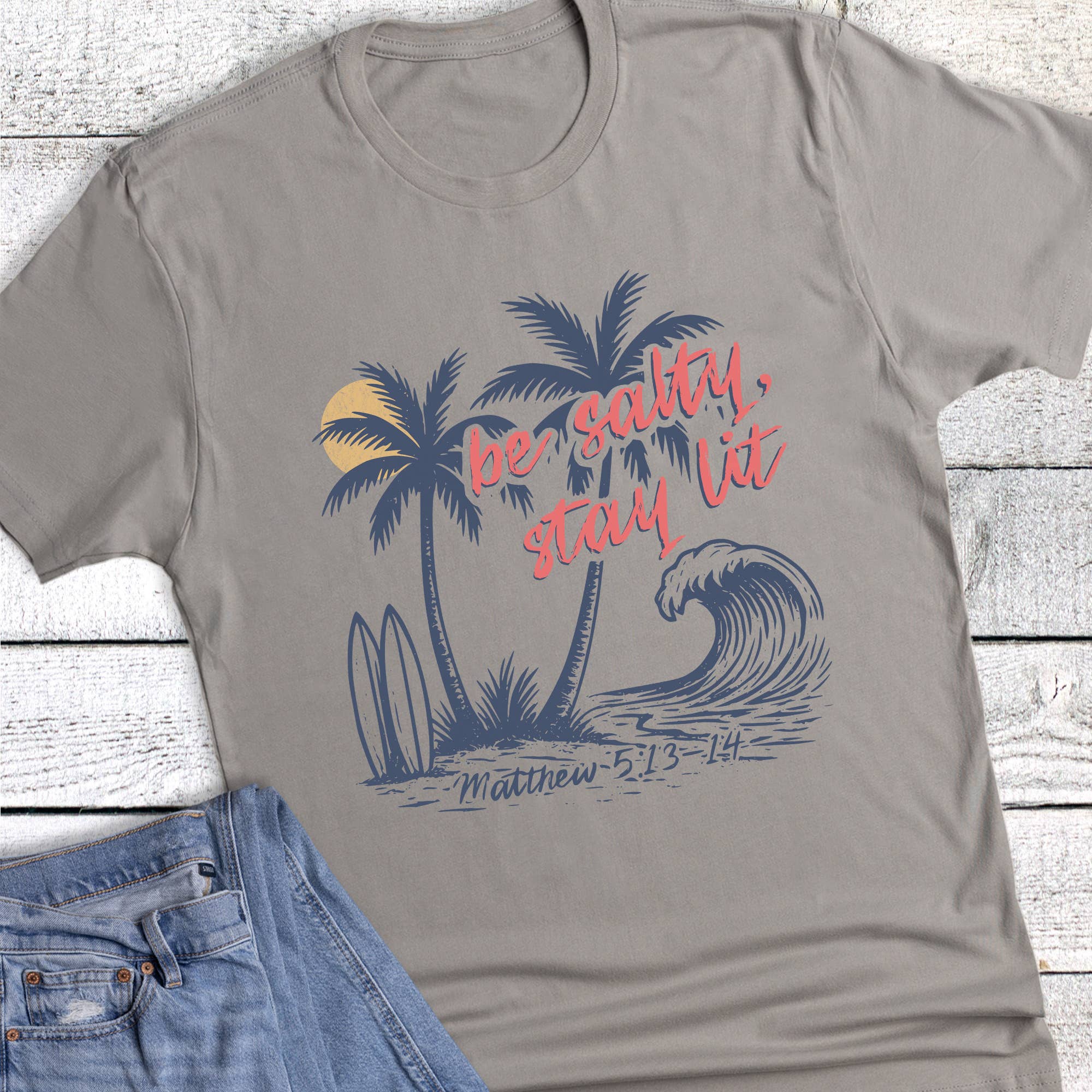 Faith Be Salty Stay Lit Graphic - Adult & Kids T-Shirts, Sweatshirts & Hoodies apparel design preview 1