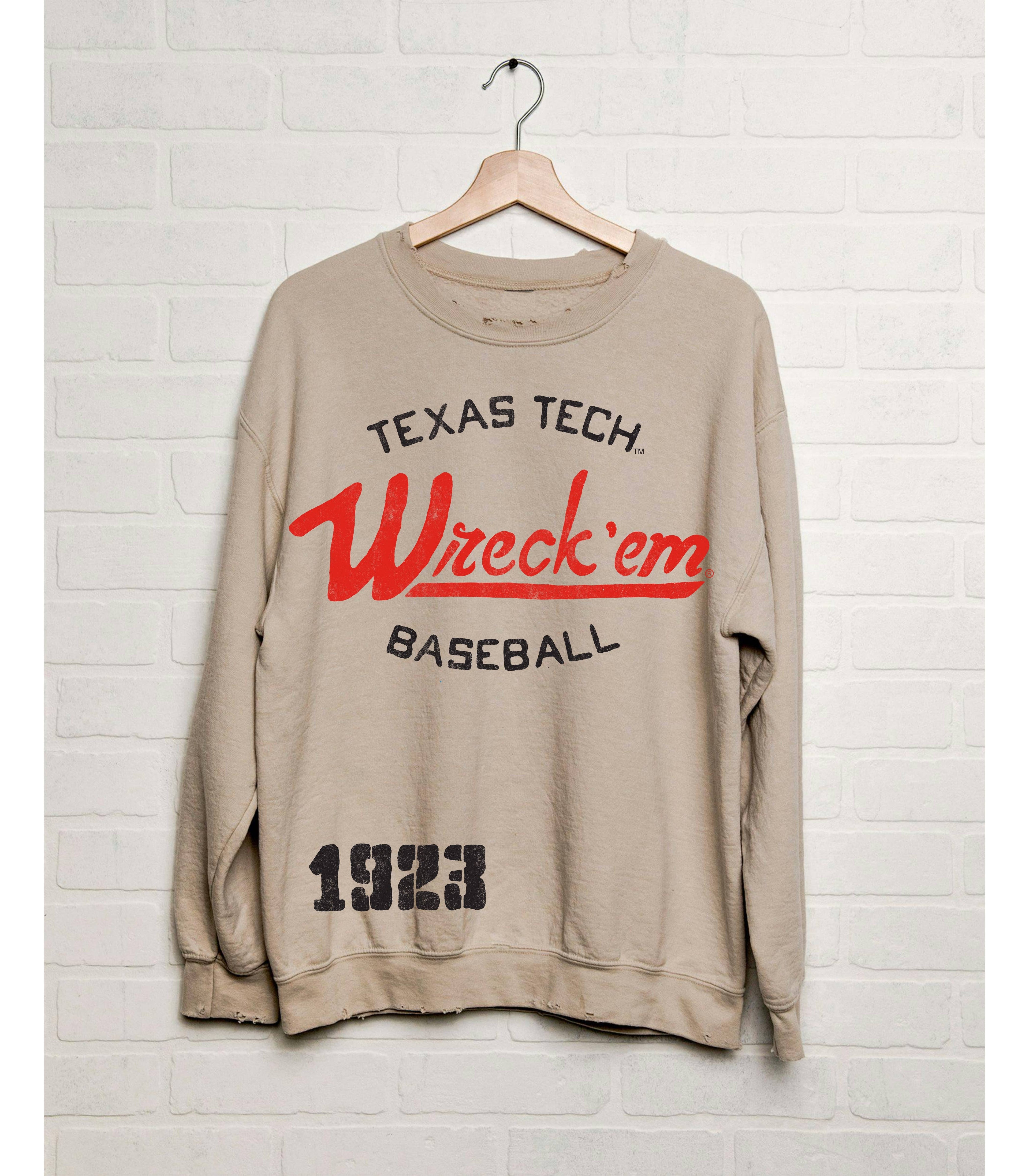 Texas Tech Baseball Stencil Sand Thrifted - Adult & Kids T-Shirts, Sweatshirts & Hoodies apparel design preview 1