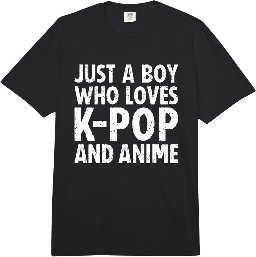 Just a Boy Who Loves Kpop and Anime Merch Boys Men - Adult & Kids T-Shirts, Sweatshirts & Hoodies apparel design preview 1