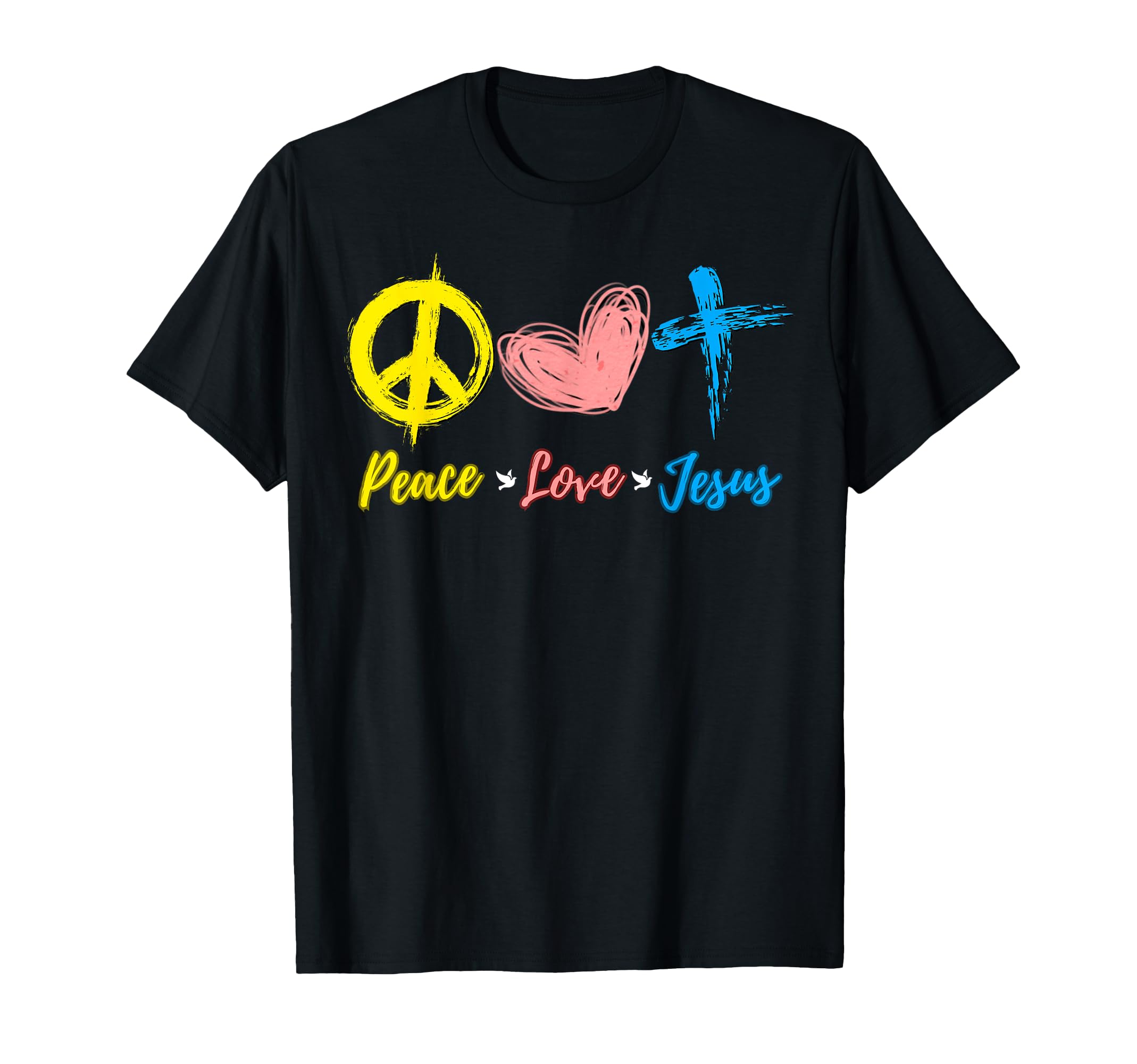 Peace Love Jesus Christ Christian T-Shirt - Minimalist Print Men Women - T-Shirt, Sweatshirt, Hoodie