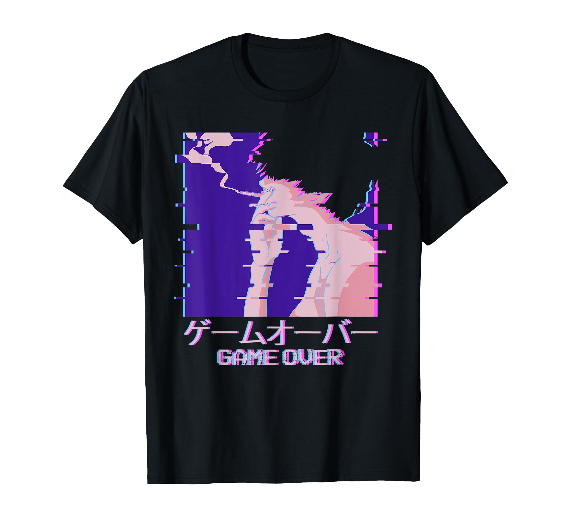 Japanese Vaporwave Smoking Sad T-Shirt - Fun Novelty Design for Adults - T-Shirt, Sweatshirt, Hoodie