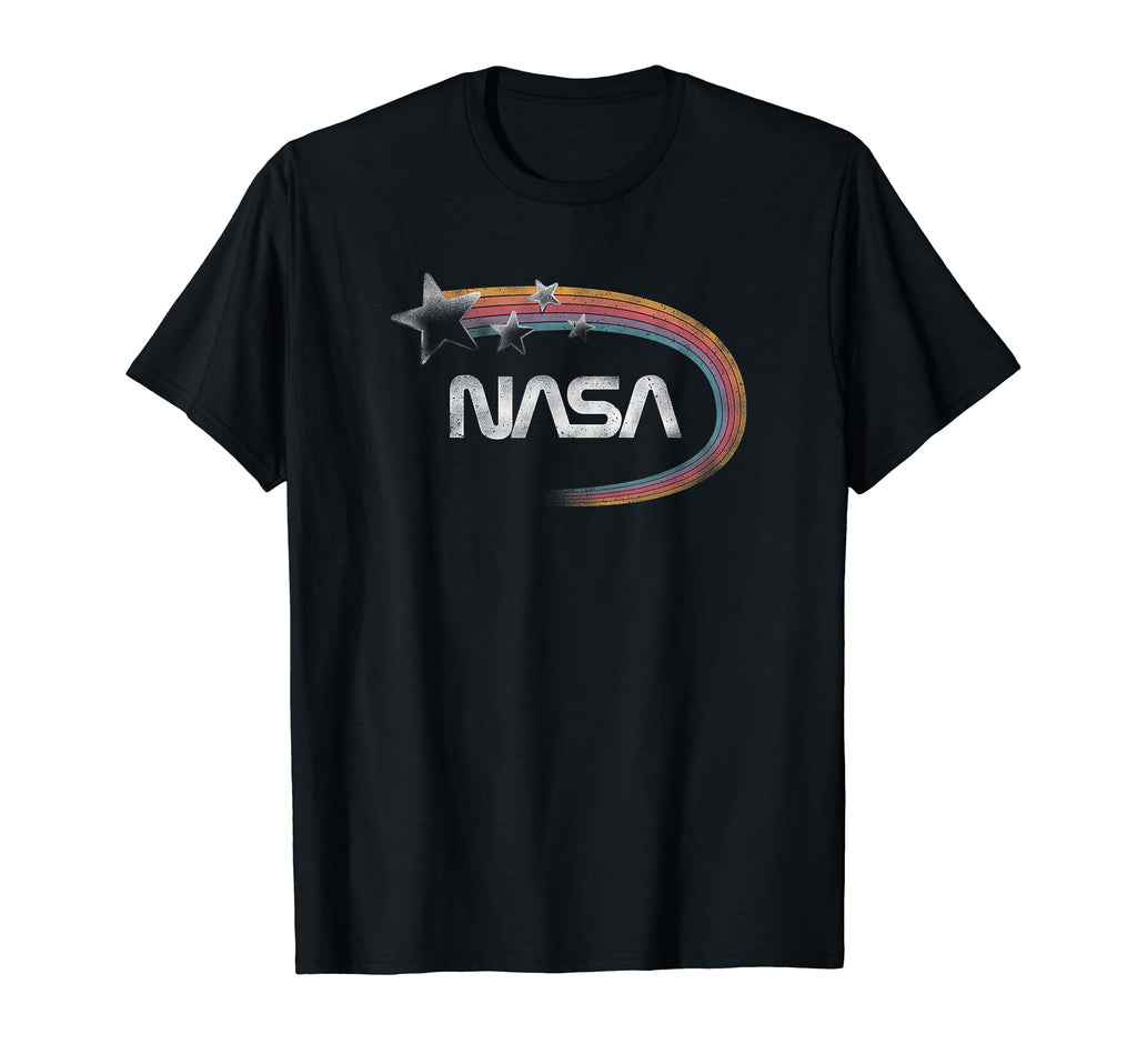Nasa Faded Rainbow Stars White Worm T-Shirt - Streetwear Style for Adults - T-Shirt, Sweatshirt, Hoodie