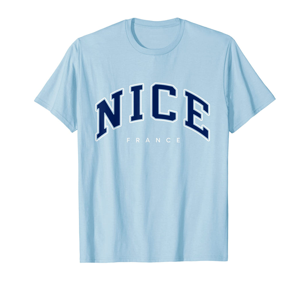 Nice France Varsity Navy Text T-Shirt - Fun Novelty Design for Adults - T-Shirt, Sweatshirt, Hoodie