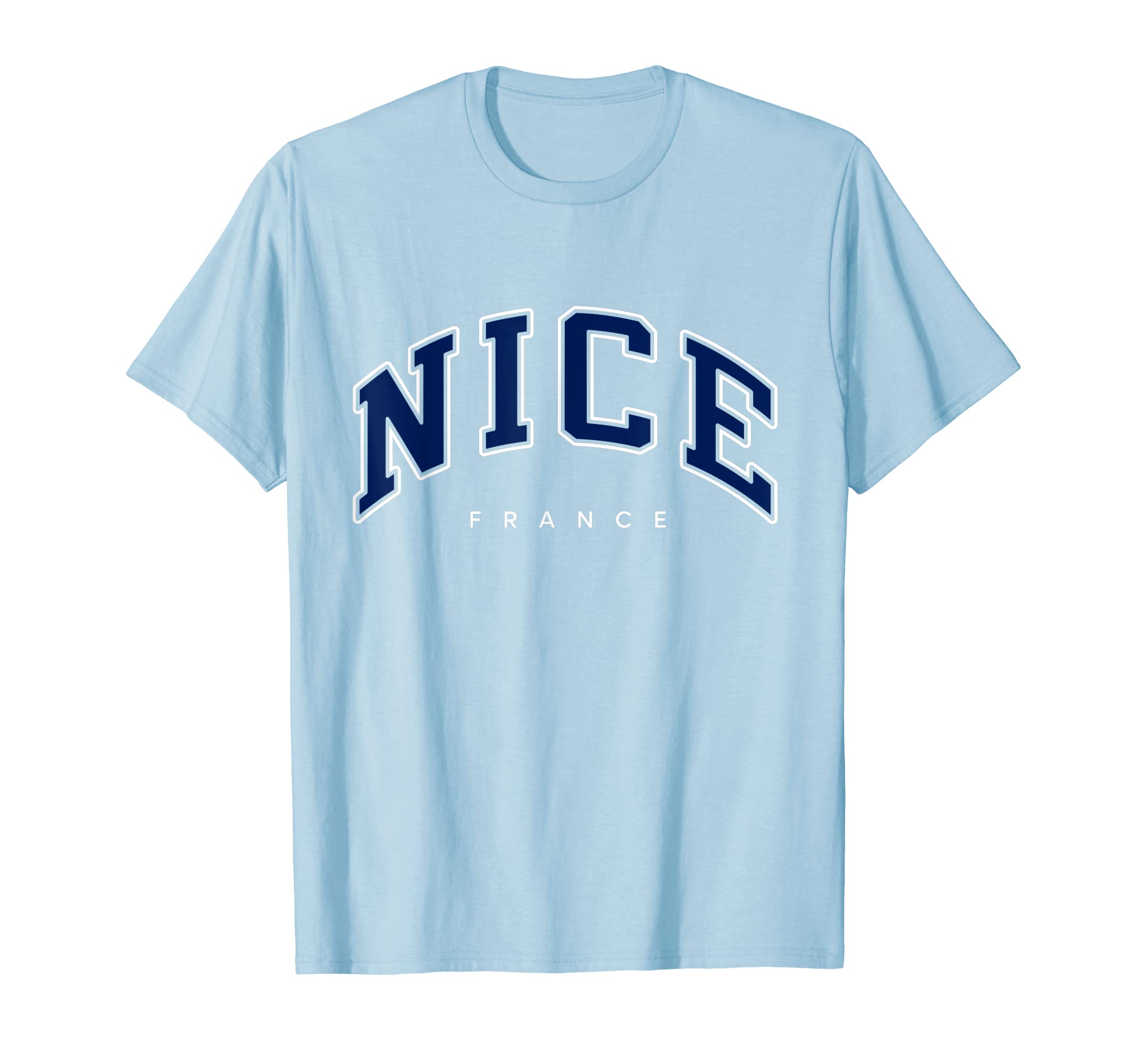 Nice France Varsity Navy Text T-Shirt - Fun Novelty Design for Adults - T-Shirt, Sweatshirt, Hoodie