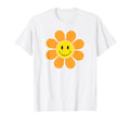 Orange 70S Flower Yellow Smiling Face T-Shirt - Unique Graphic for Adults - T-Shirt, Sweatshirt, Hoodie