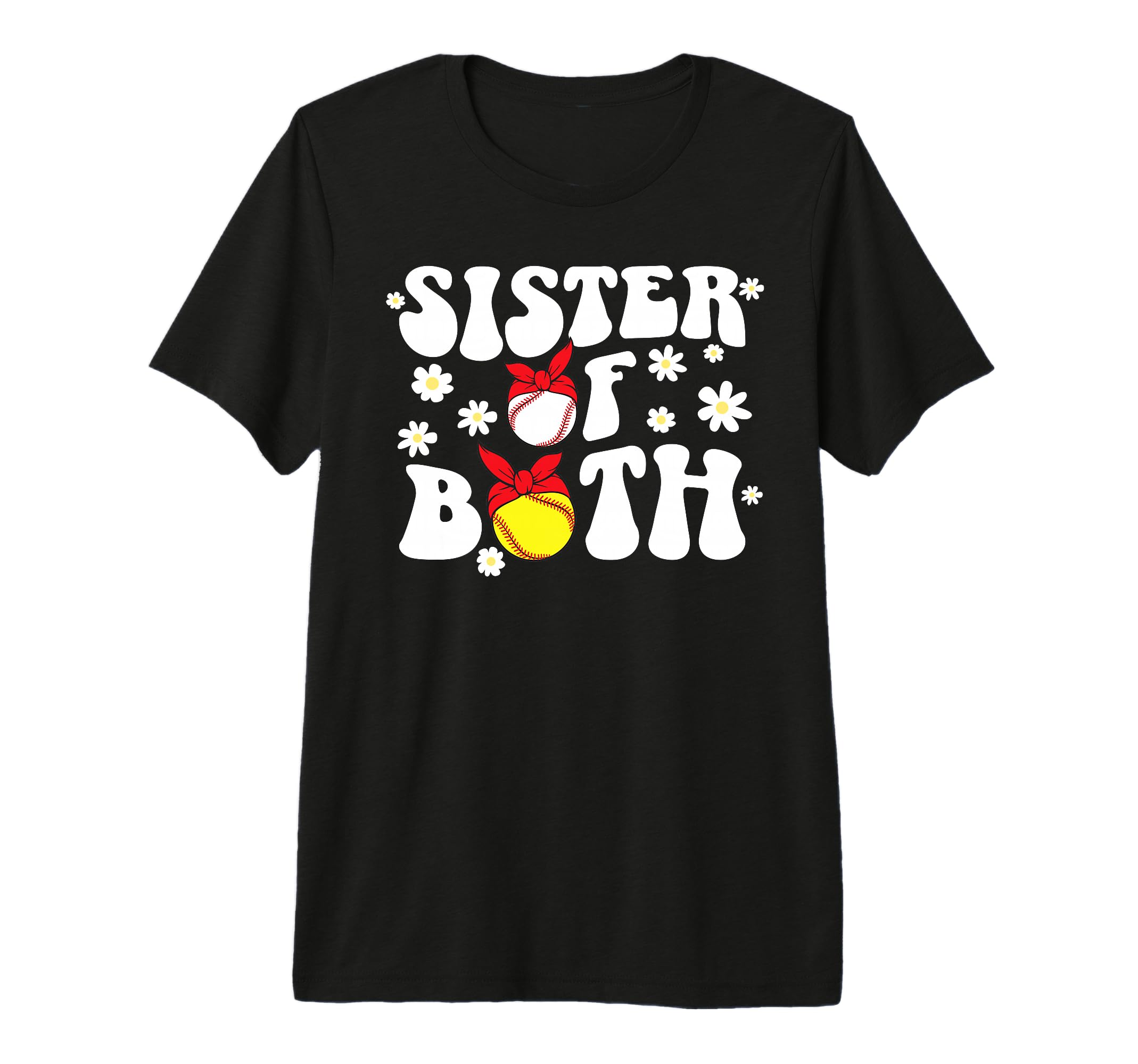 Sister Both Groovy Softball Baseball T-Shirt - Minimalist Print Unisex - T-Shirt, Sweatshirt, Hoodie