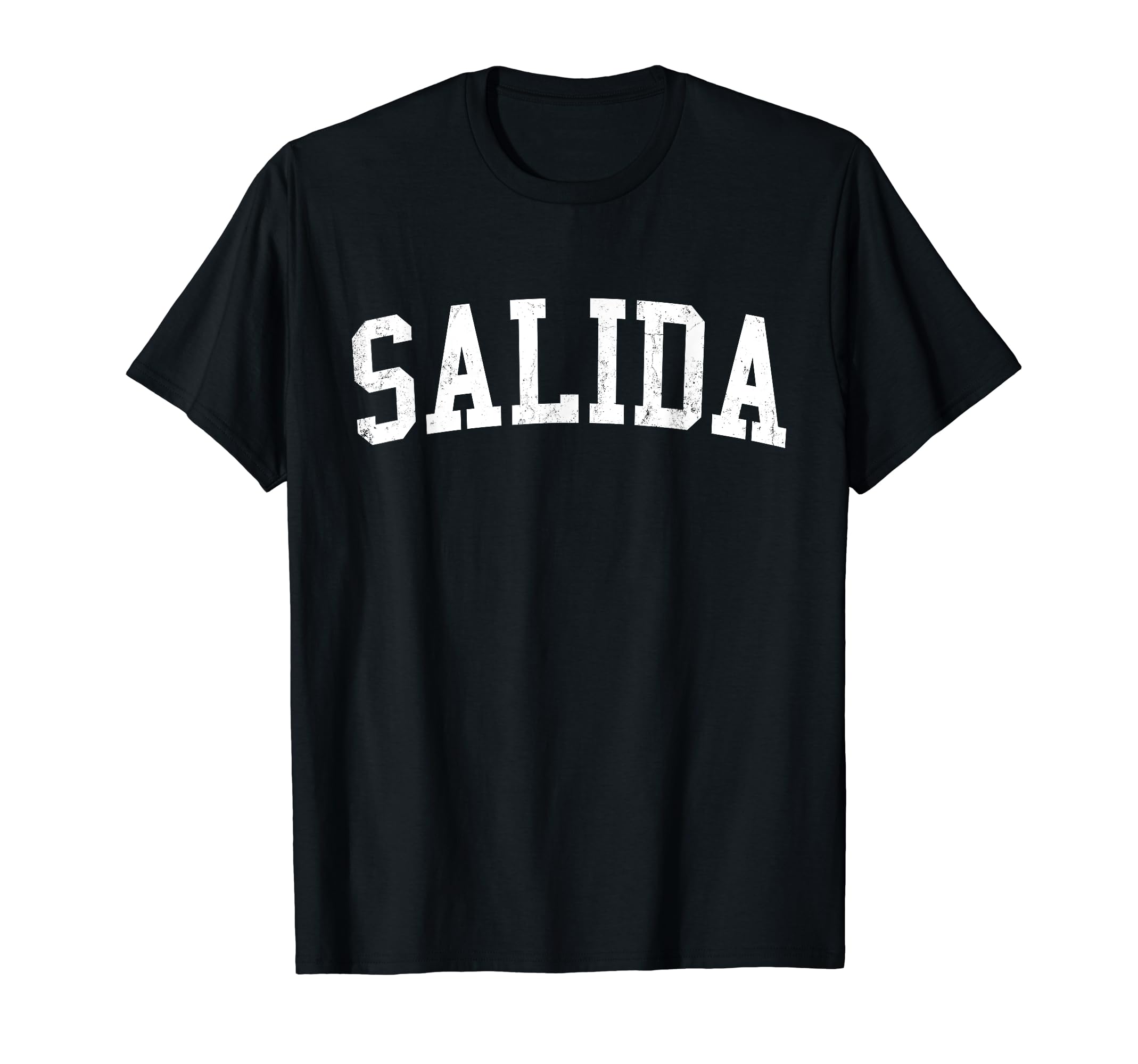 Salida Ca Distressed White Varsity T-Shirt - Minimalist Print for Adults - T-Shirt, Sweatshirt, Hoodie