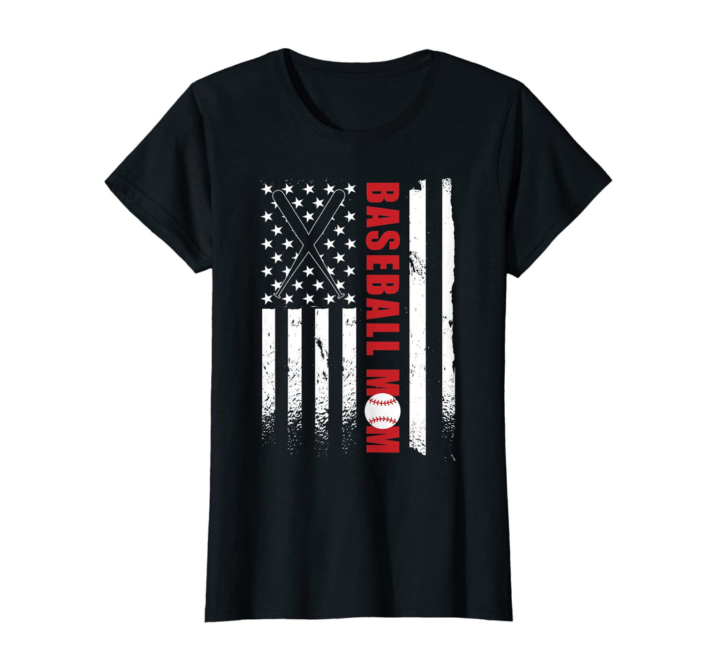 Womens Baseball Mom American Flag T-Shirt - Streetwear Style Men Women - T-Shirt, Sweatshirt, Hoodie