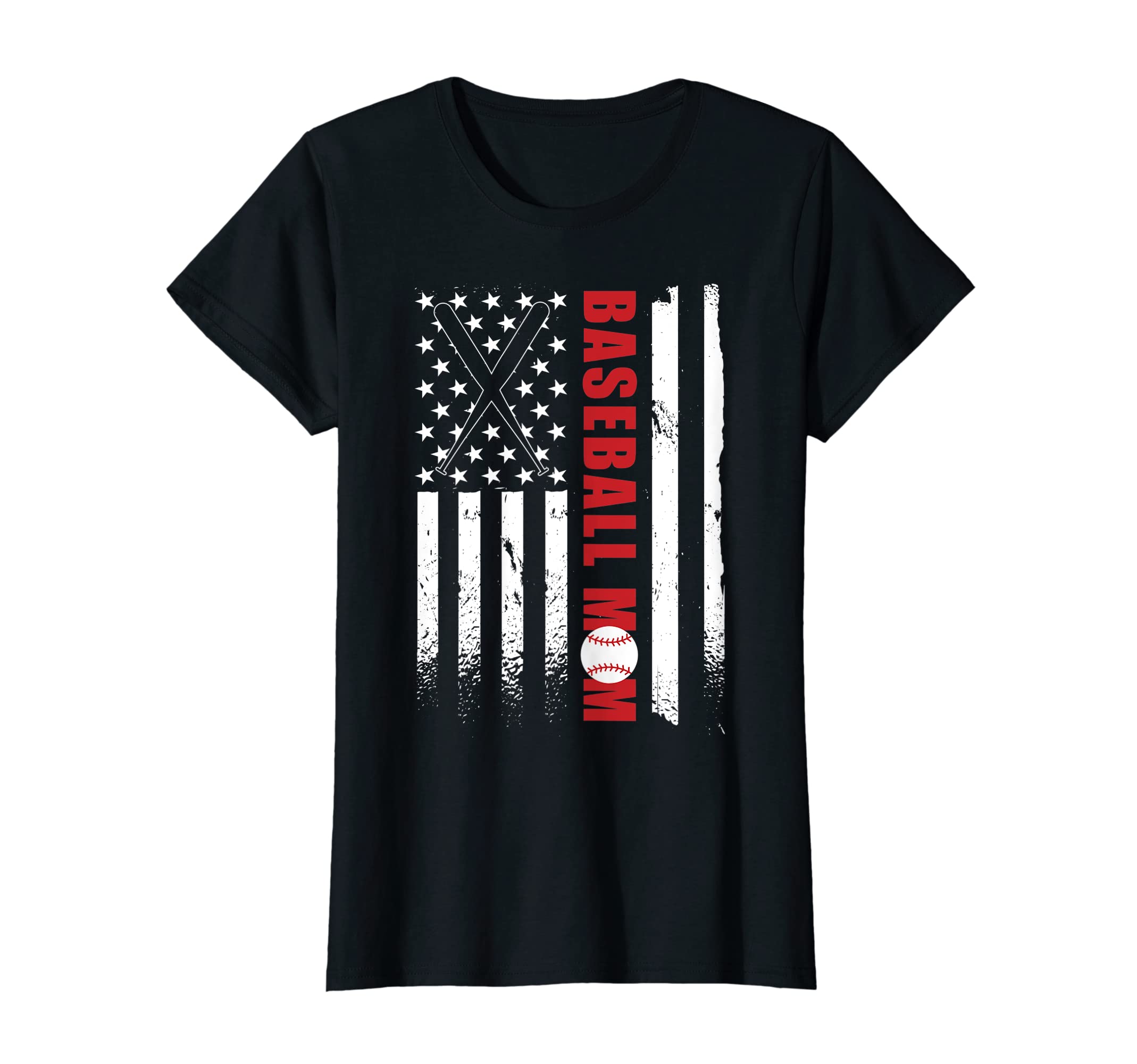 Womens Baseball Mom American Flag T-Shirt - Streetwear Style Men Women - T-Shirt, Sweatshirt, Hoodie